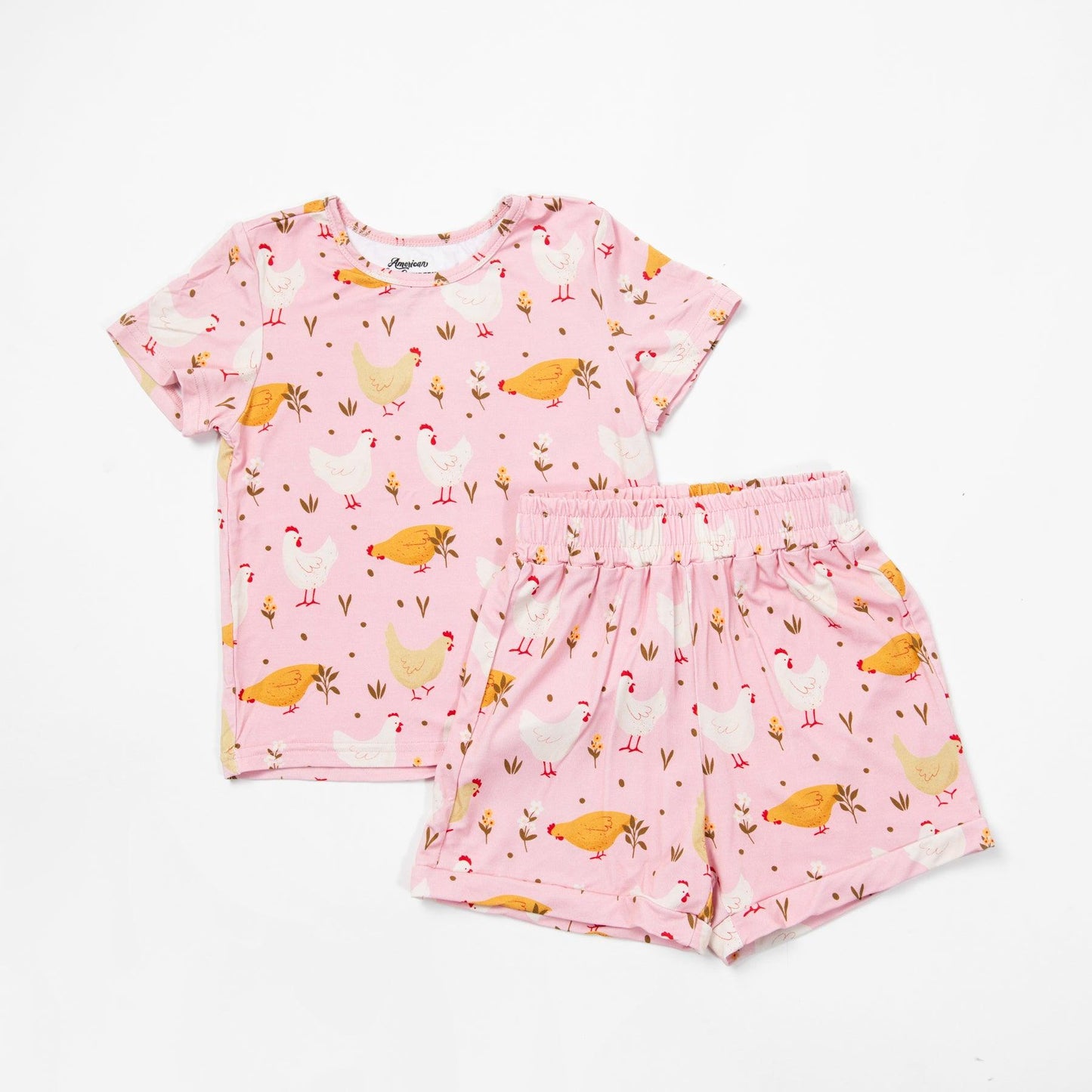 Pink Chicken Toddler/Youth Bamboo Pajama Set - American Farm Company