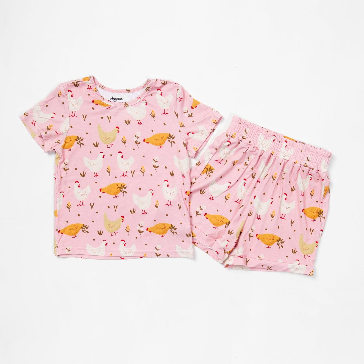 Pink Chicken Toddler/Youth Bamboo Pajama Set - American Farm Company