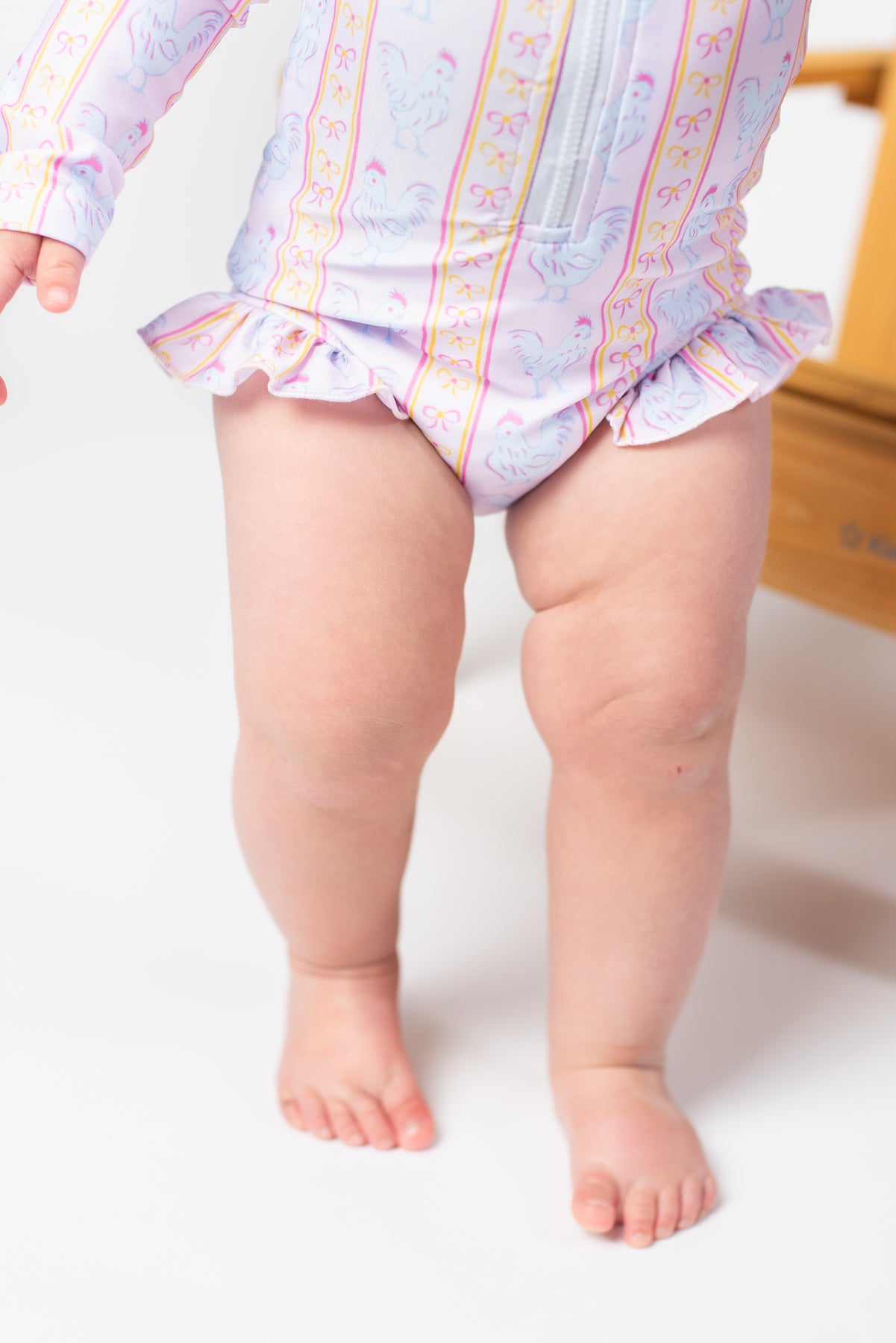 Pink Chickens & Bows Baby Longsleeve Swimsuit