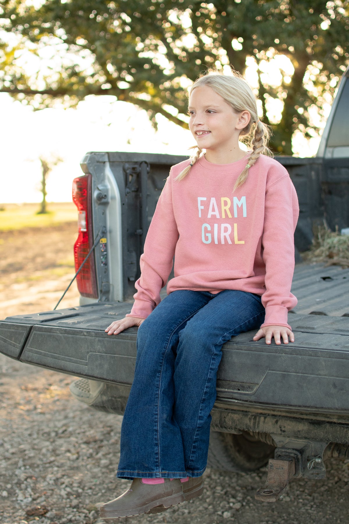 Pink ‘Farm Girl’ Toddler/Youth Crewneck