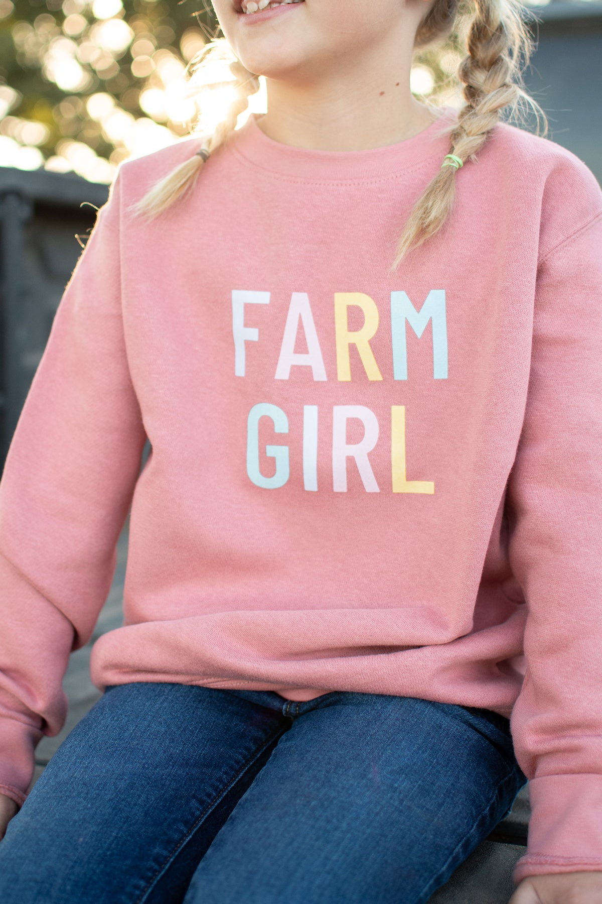 Pink ‘Farm Girl’ Toddler/Youth Crewneck