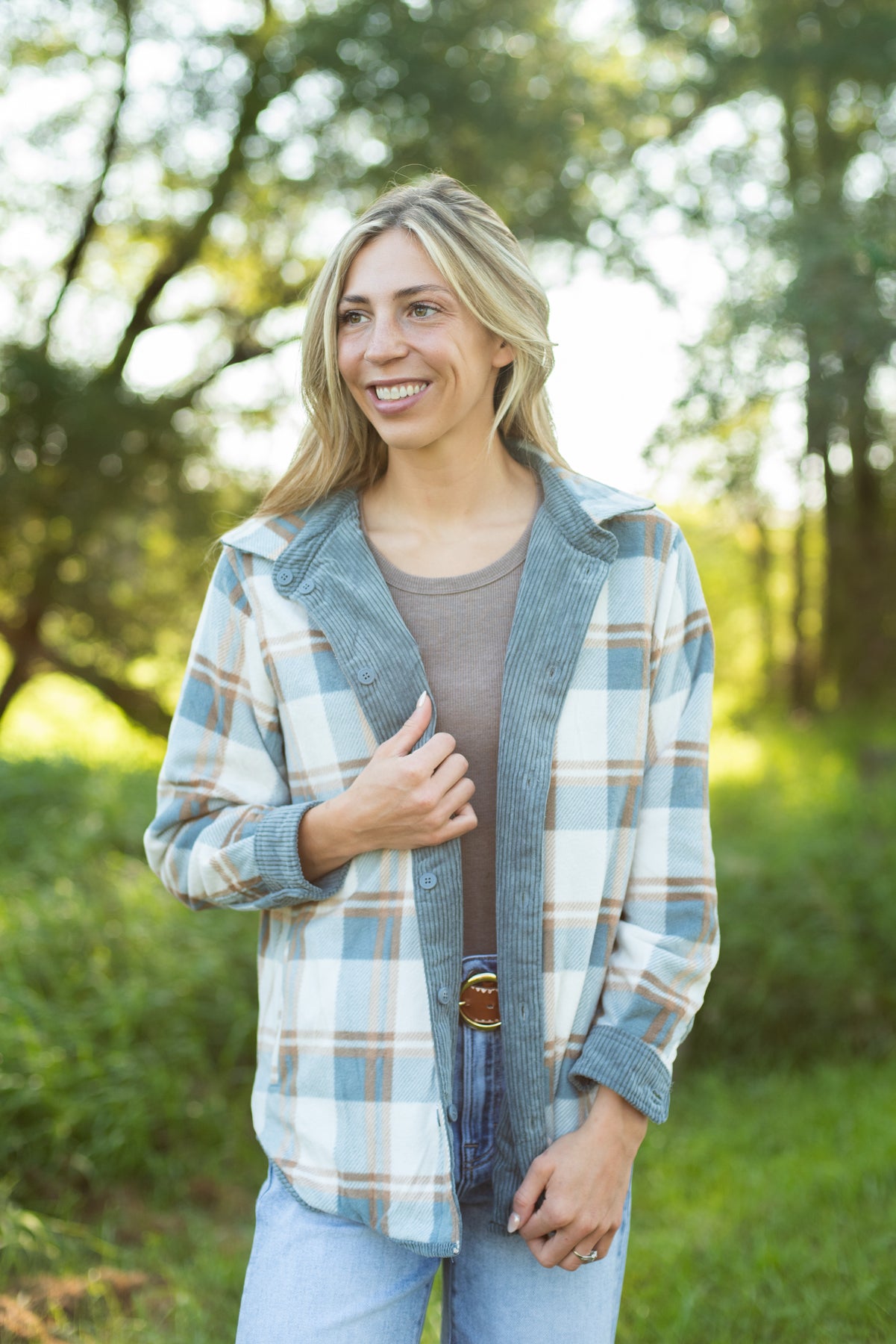 Plaid Lined Reversible Corduroy Flannel Shacket