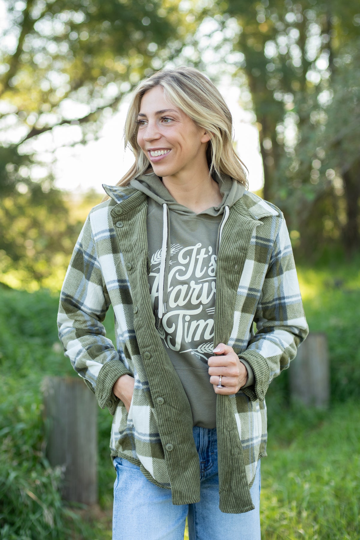 Plaid Lined Reversible Corduroy Flannel Shacket