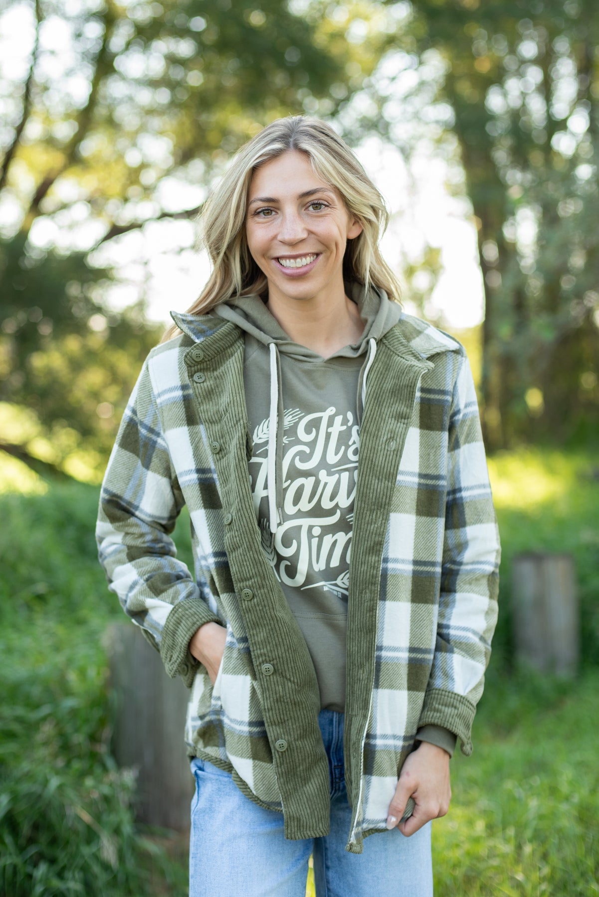Plaid Lined Reversible Corduroy Flannel Shacket