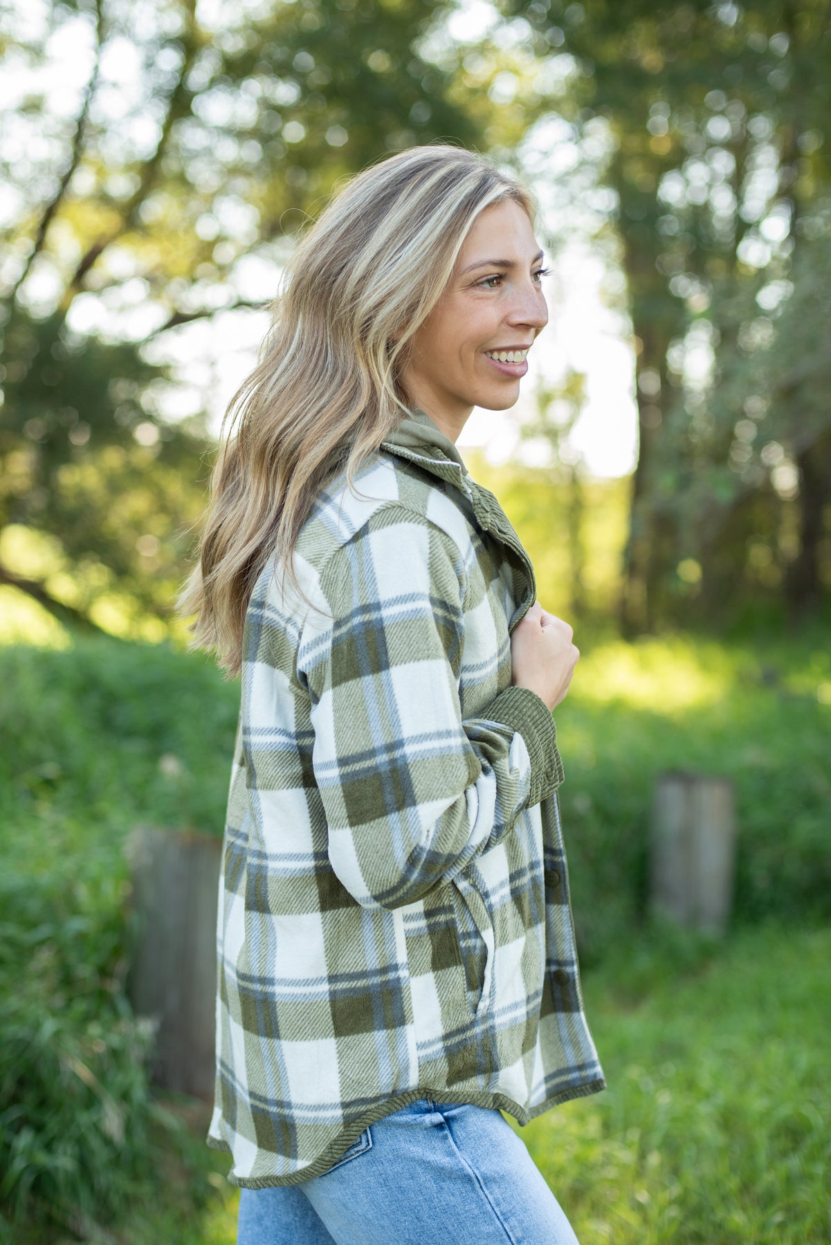 Plaid Lined Reversible Corduroy Flannel Shacket