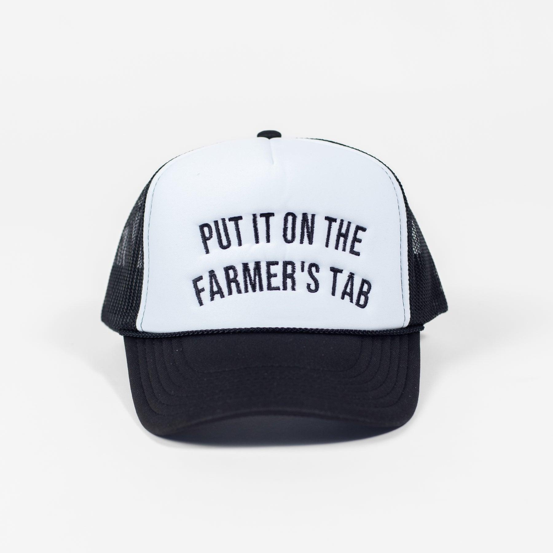 'Put It On The Farmer's Tab' Foam Trucker Hat - Black/White - American Farm Company