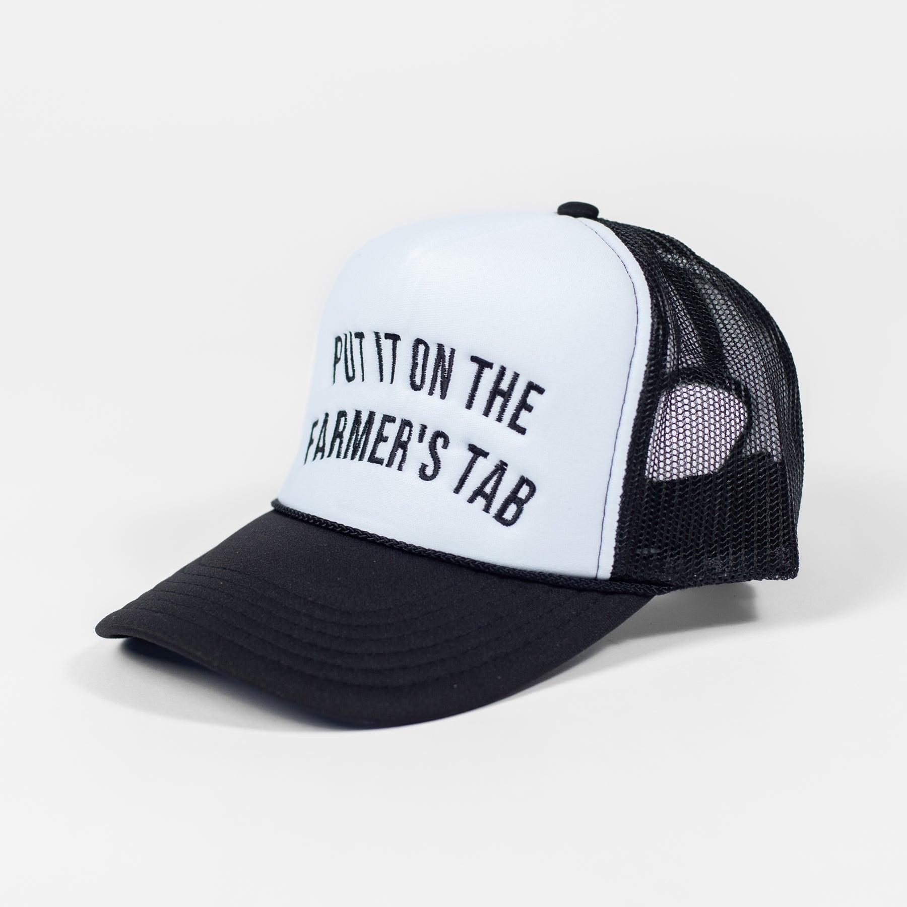 'Put It On The Farmer's Tab' Foam Trucker Hat - Black/White - American Farm Company