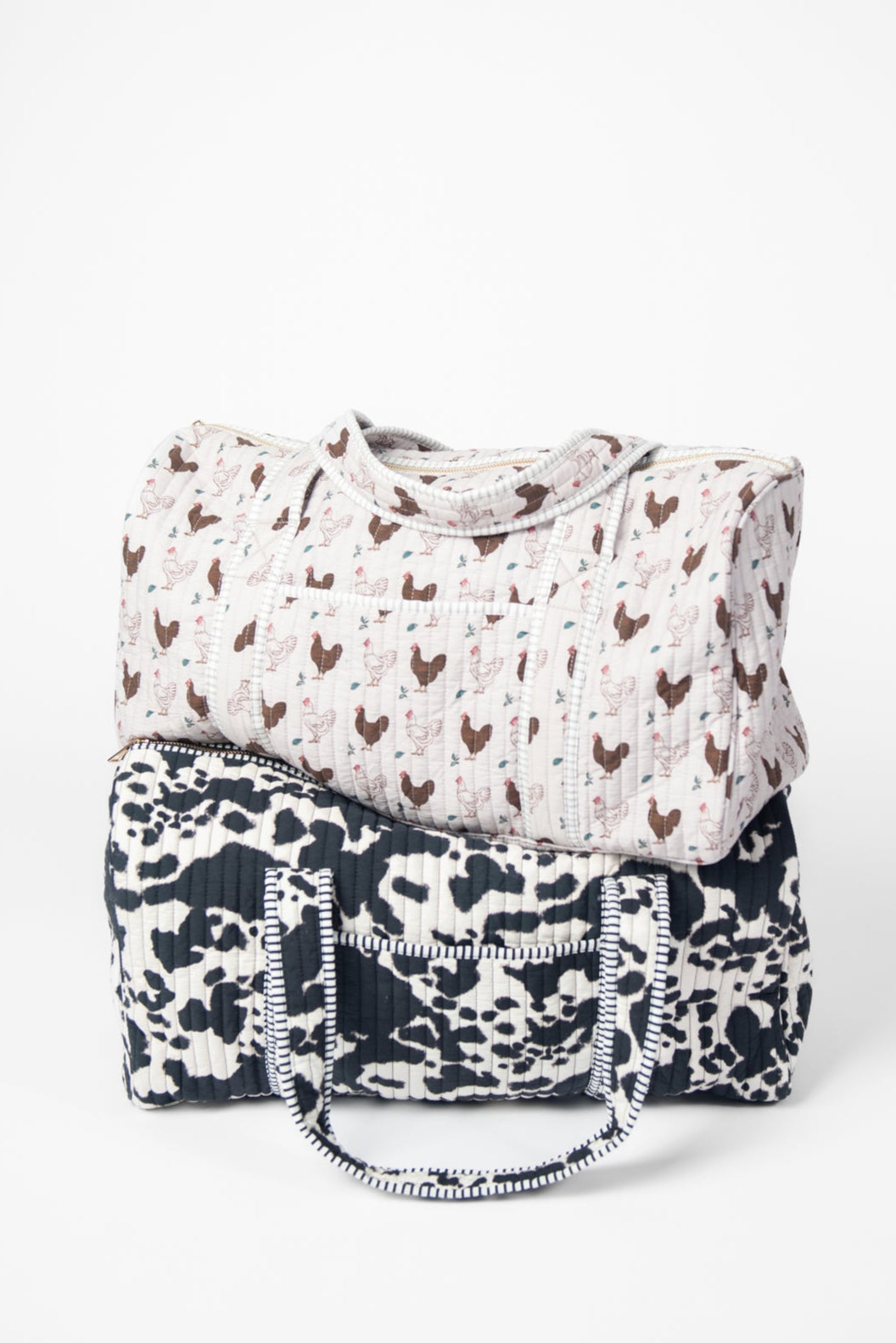 Cow Print Quilted Duffle Bag