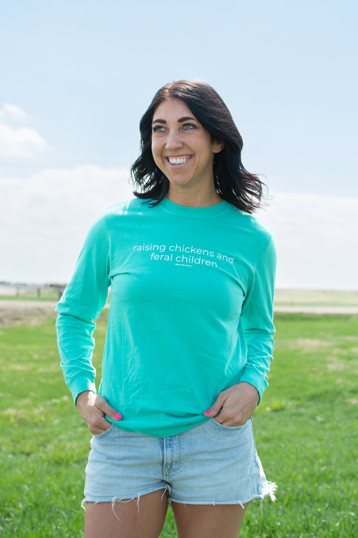 'Raising Chickens and Feral Children' Green Long Sleeve