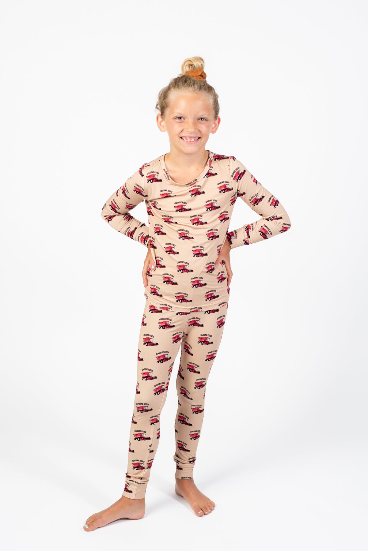 Red Combine Rider Toddler/Youth Bamboo Pajama Set