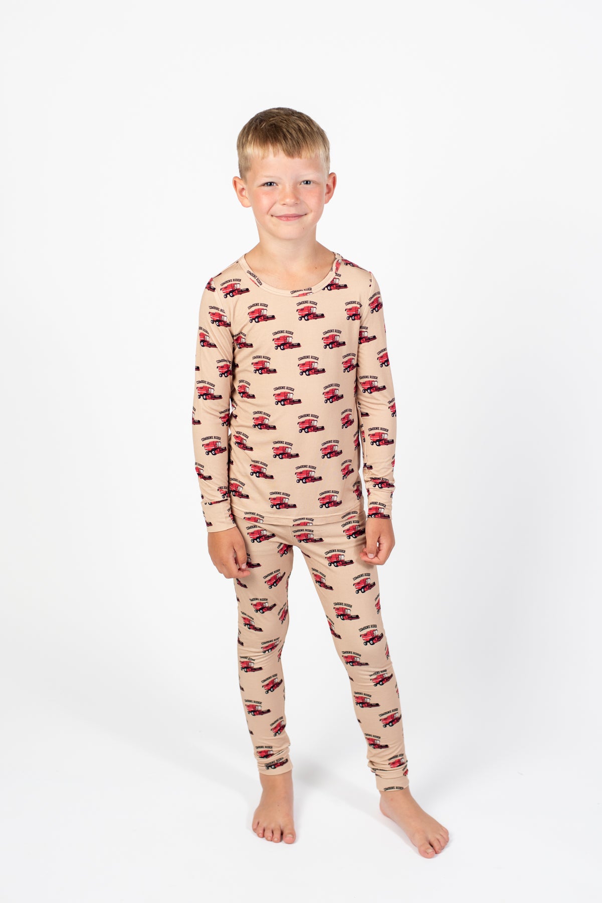 Red Combine Rider Toddler/Youth Bamboo Pajama Set