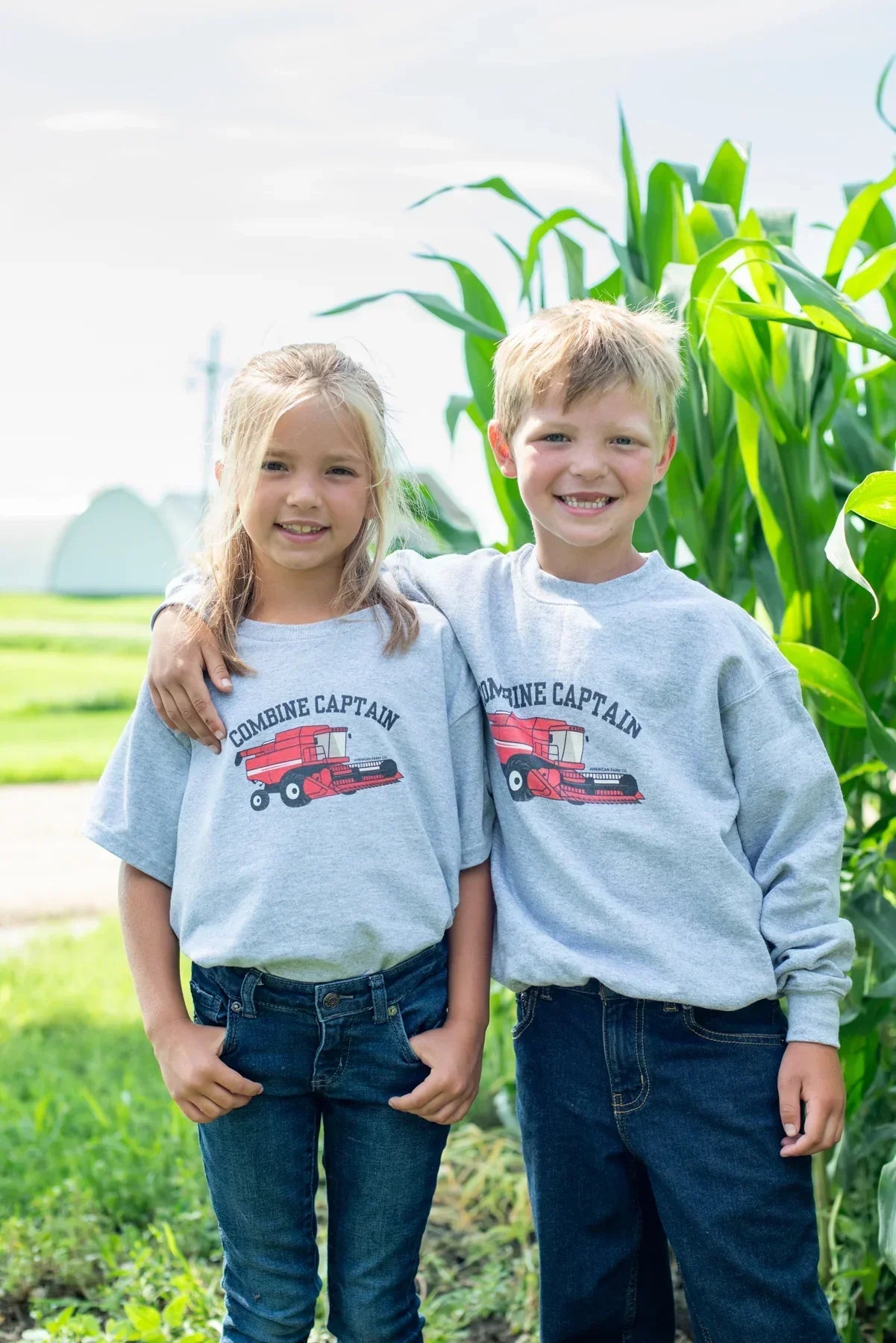 Red Combine Captain Youth Crewneck