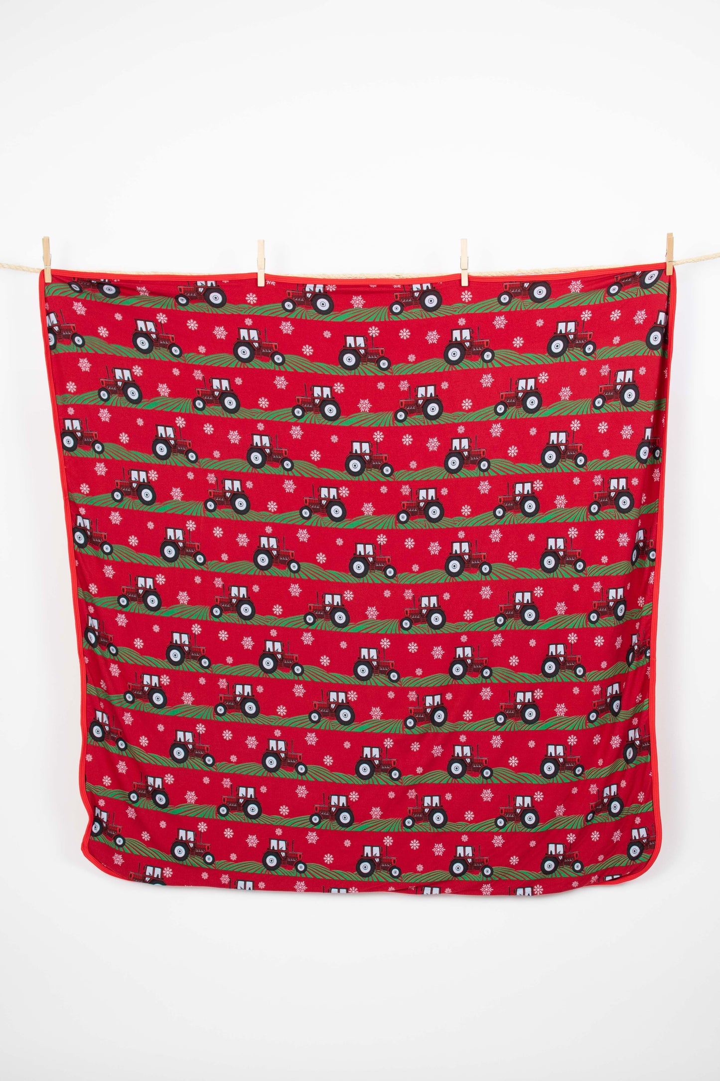 Red Tractor Christmas Kids Bamboo Blanket