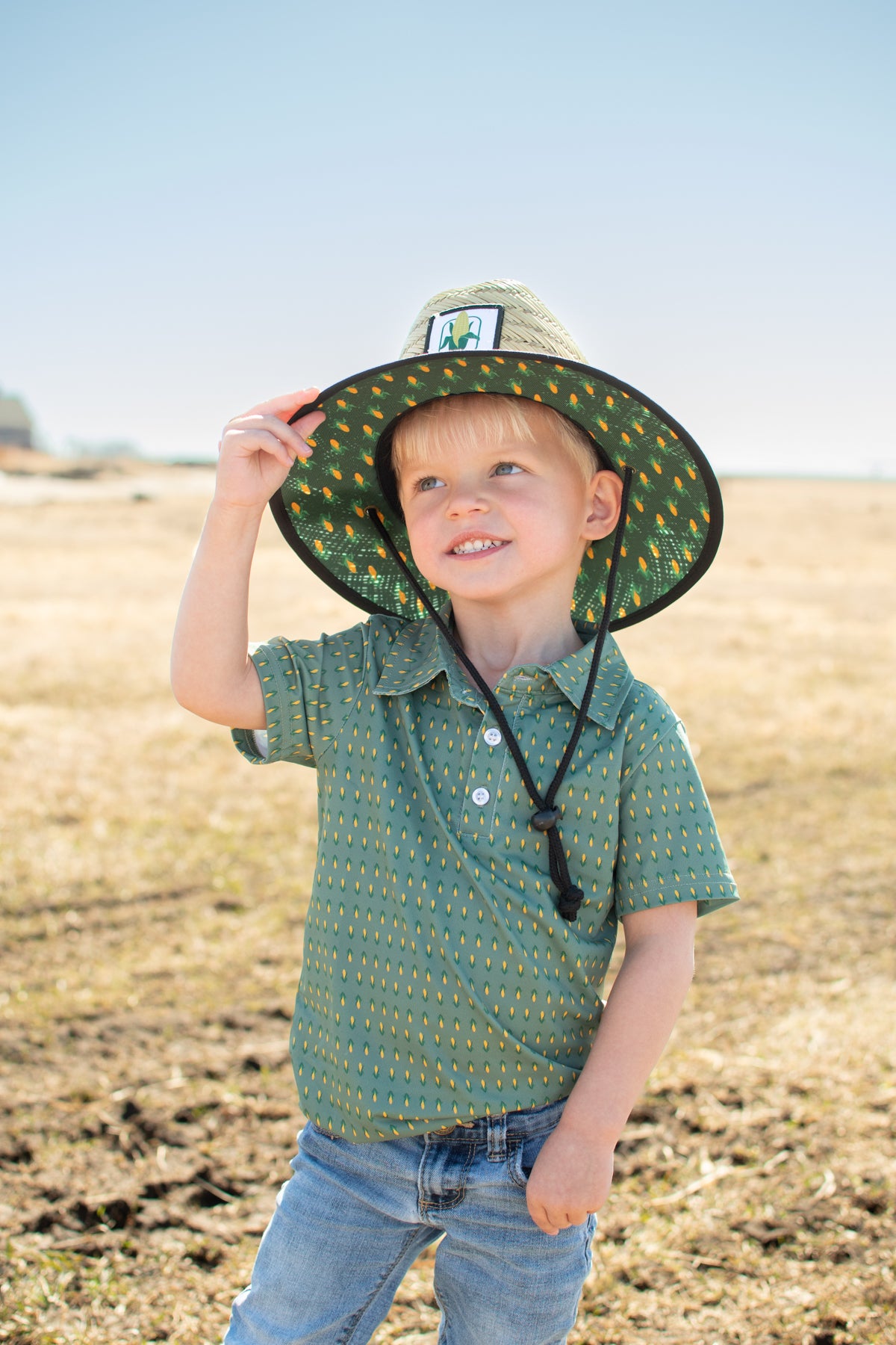 Retro Corn 'Thank a Farmer' Kids Straw Hat