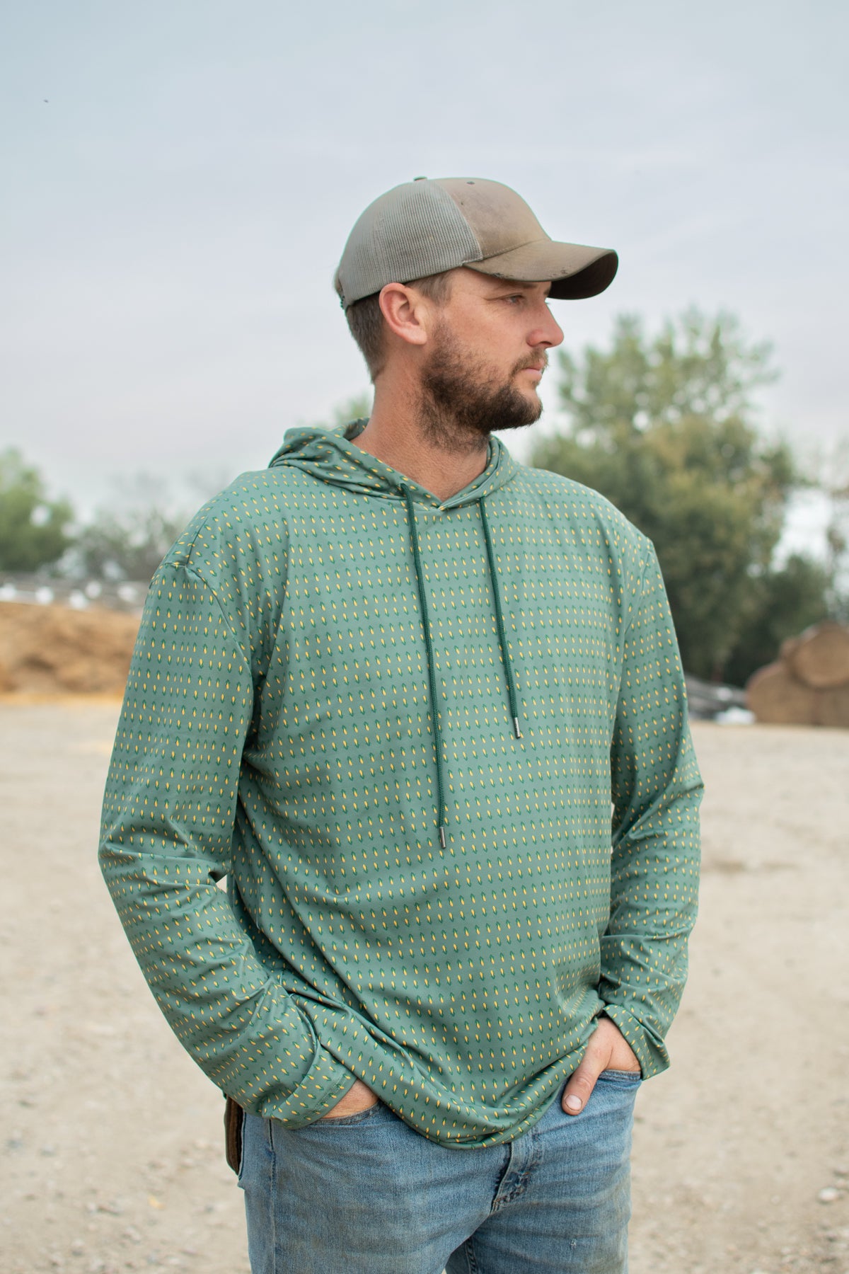 Retro Corn Adult Performance Hoodie