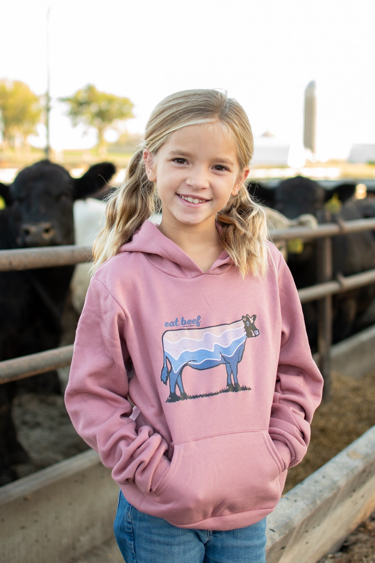 Retro 'Eat Beef' Mauve Toddler/Youth Hoodie