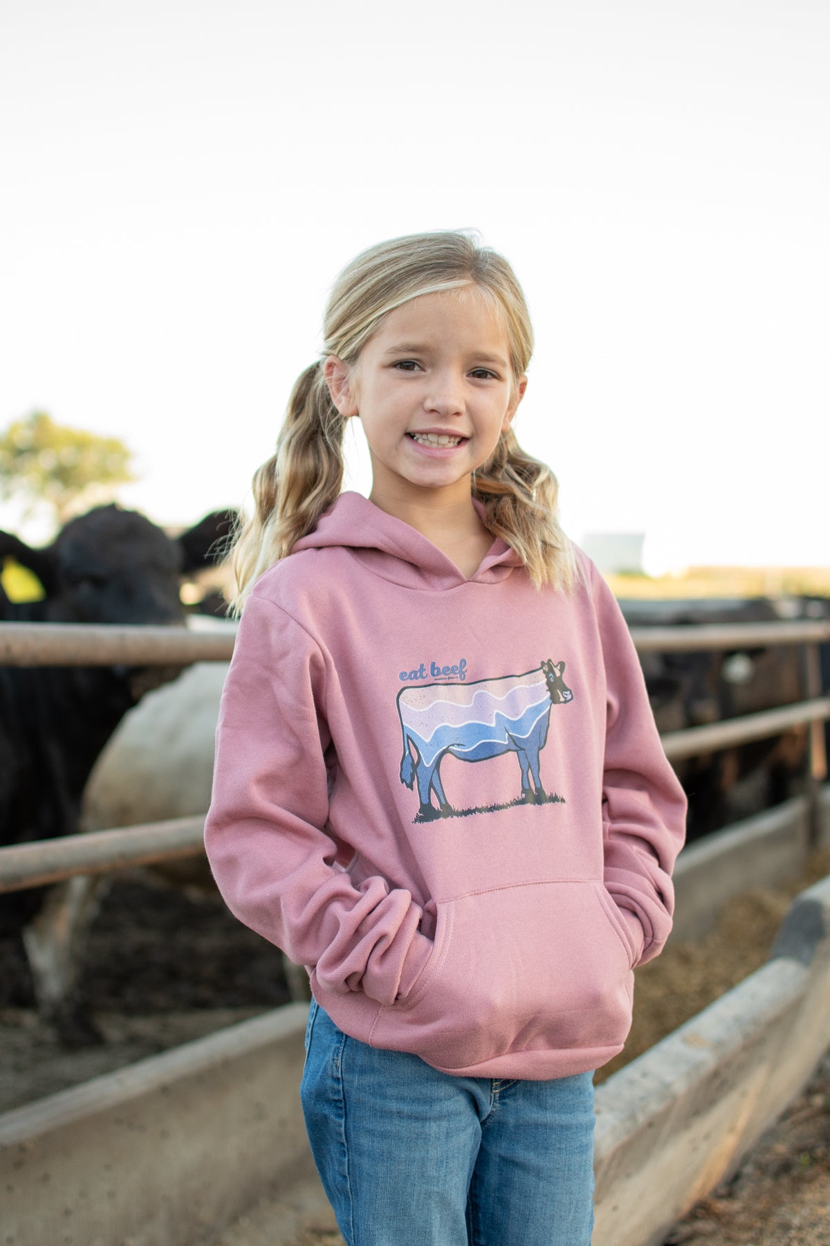 Retro 'Eat Beef' Mauve Toddler/Youth Hoodie