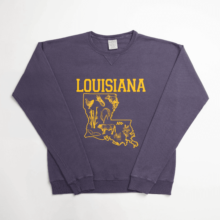 Louisiana - State Agriculture Purple Crewneck - American Farm Company