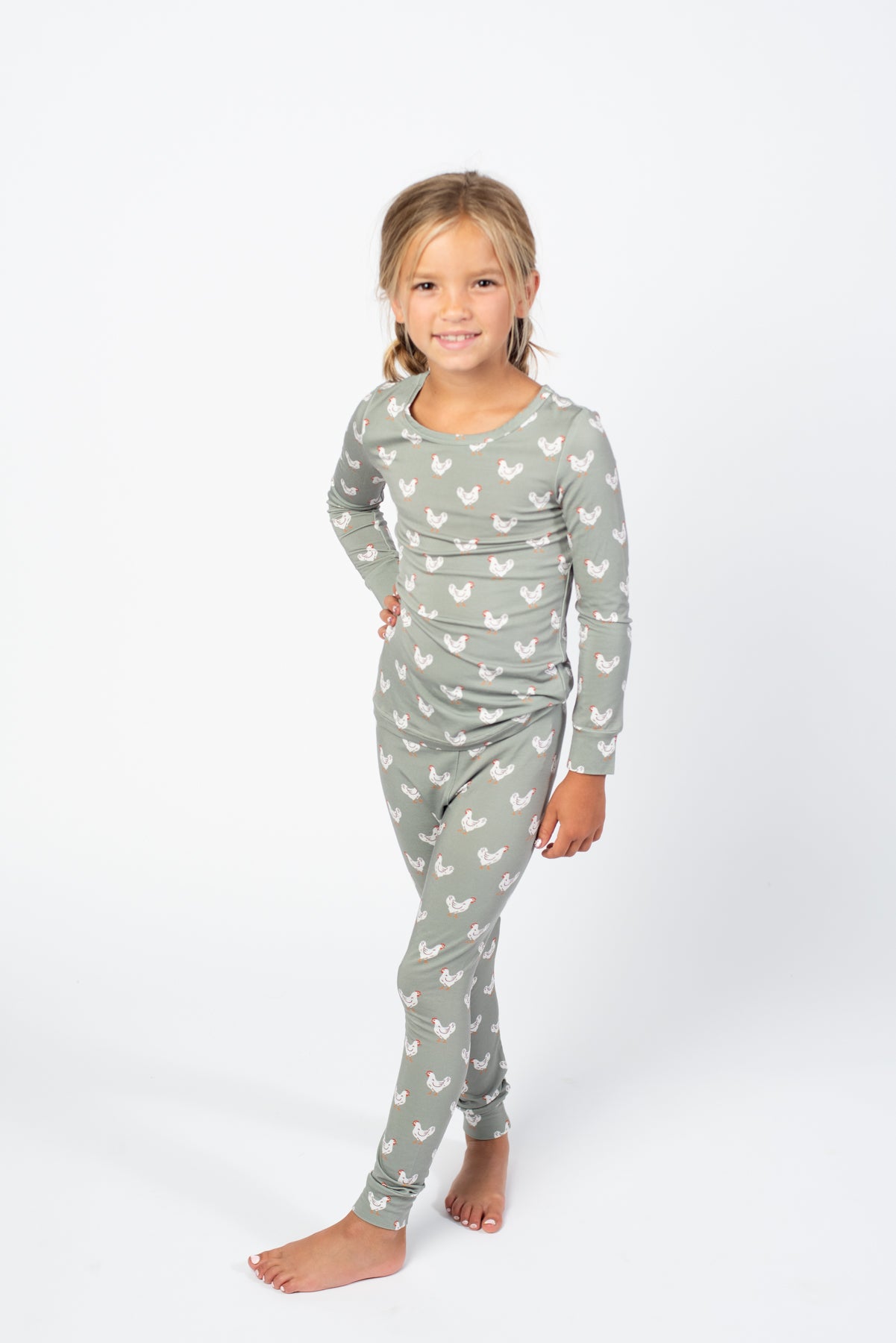 Sage Chickens Toddler/Youth Bamboo Pajama Set