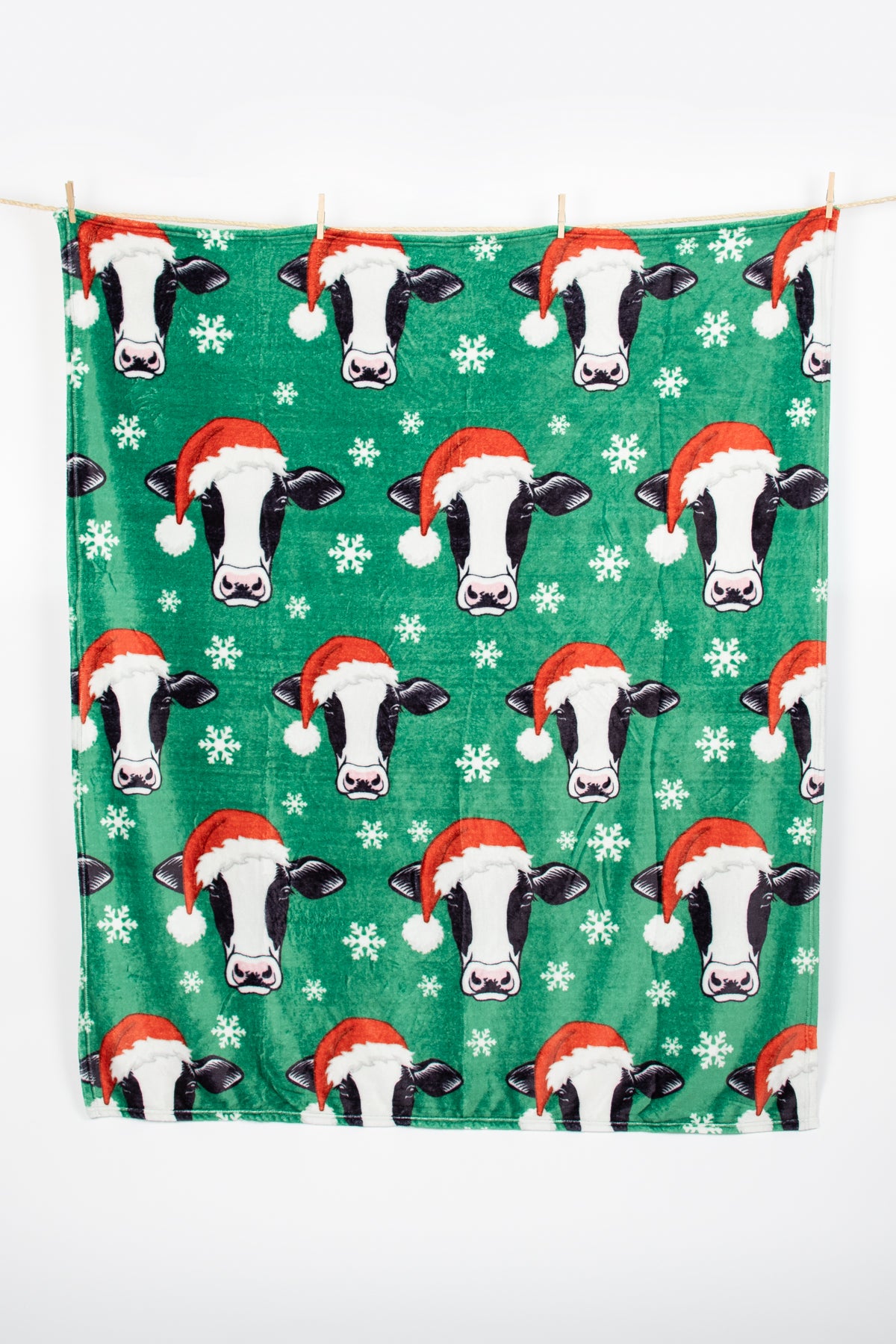 Santa Cows & Snowflakes Plush Blanket