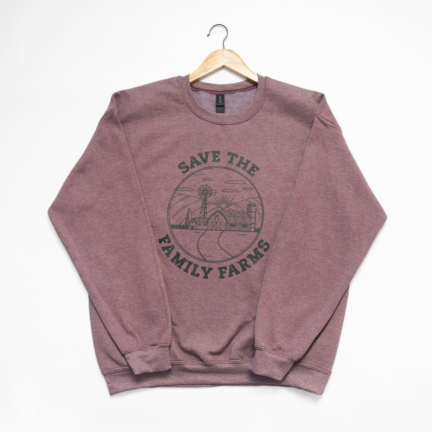 'Save the Family Farms' Maroon Crewneck - American Farm Company