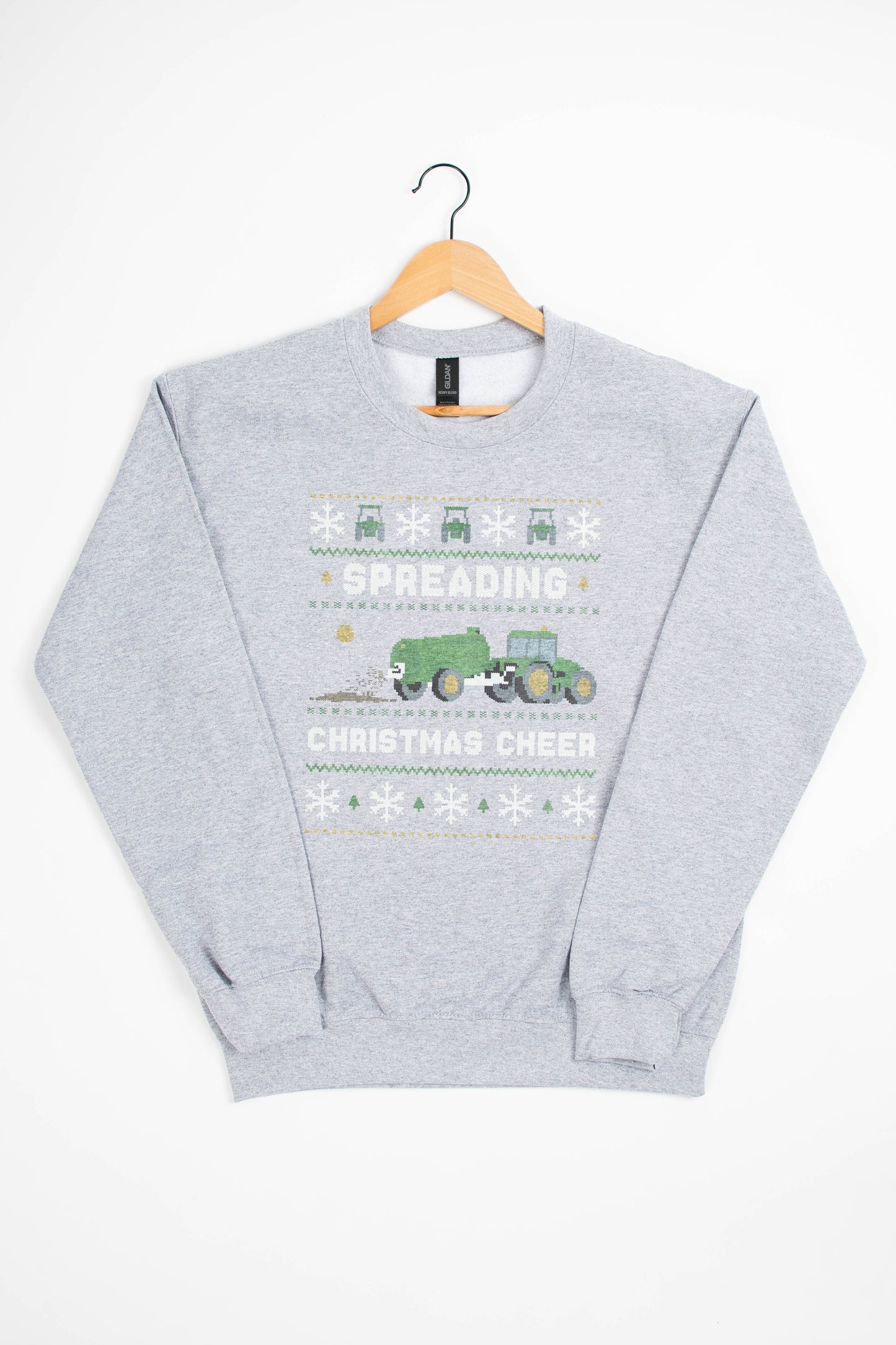 'Spreading Christmas Cheer' Green Tractor Crewneck