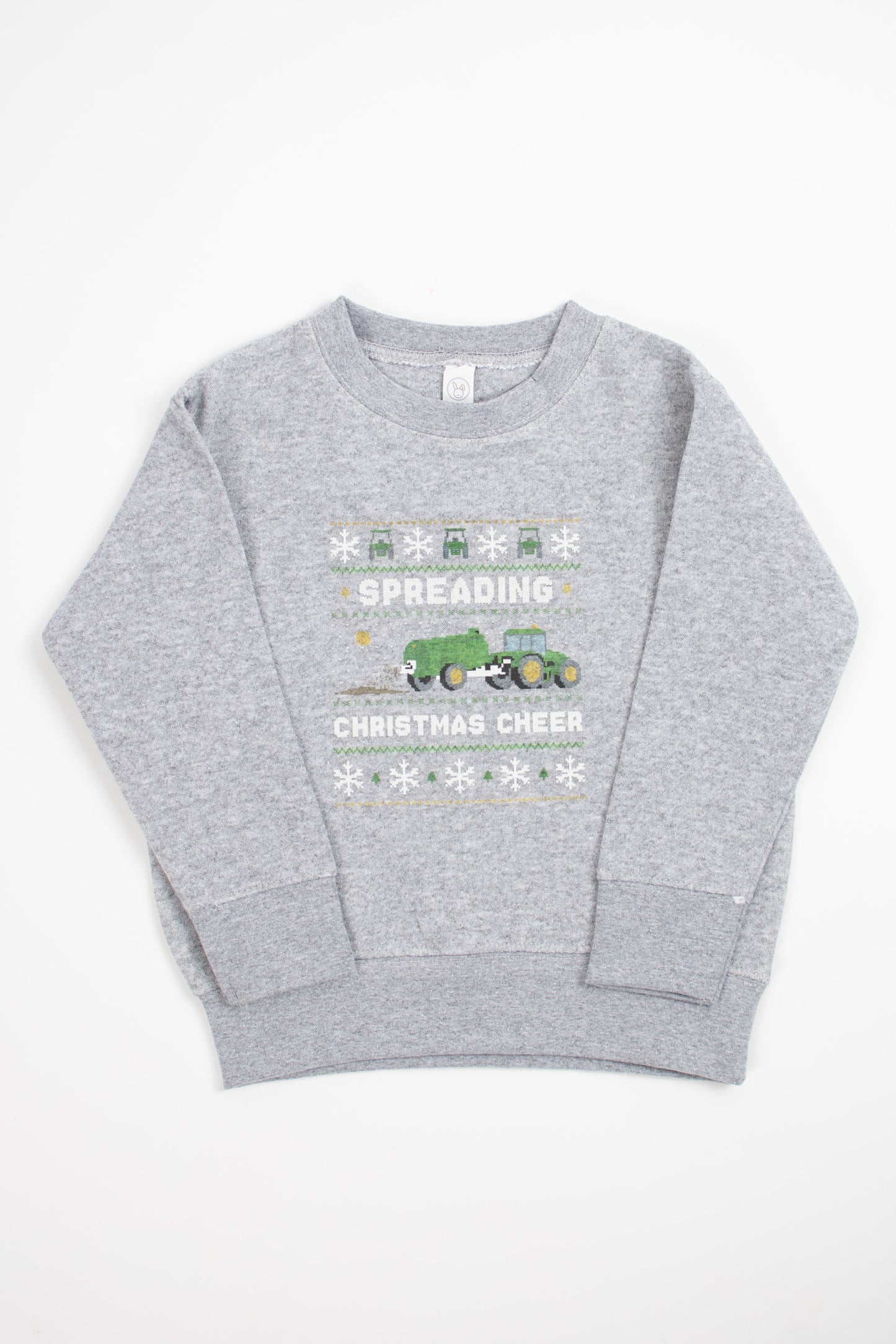 'Spreading Christmas Cheer' Green Tractor Toddler/Youth Crewneck