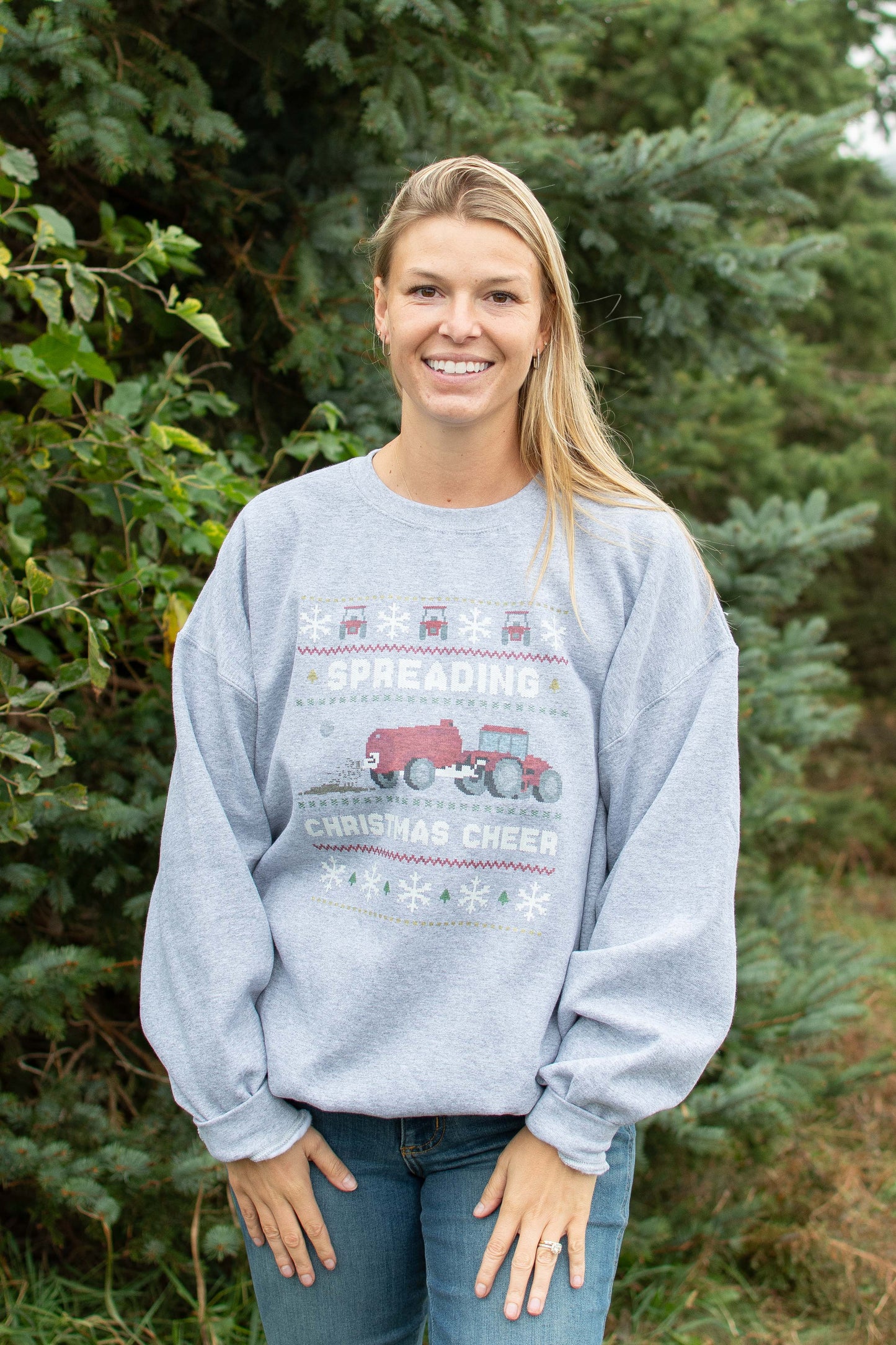 'Spreading Christmas Cheer' Red Tractor Crewneck