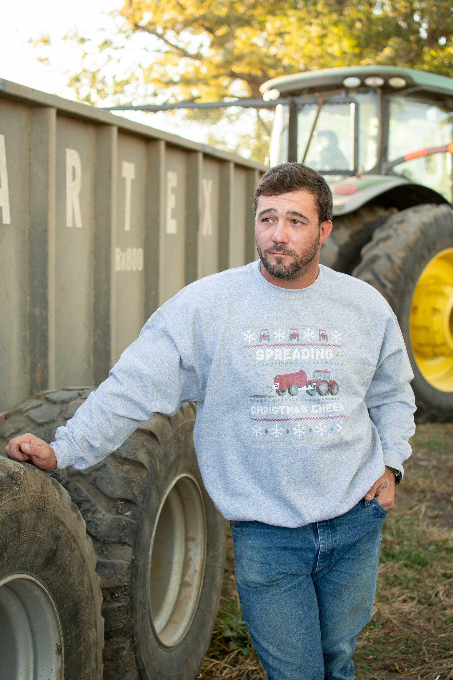 'Spreading Christmas Cheer' Red Tractor Crewneck
