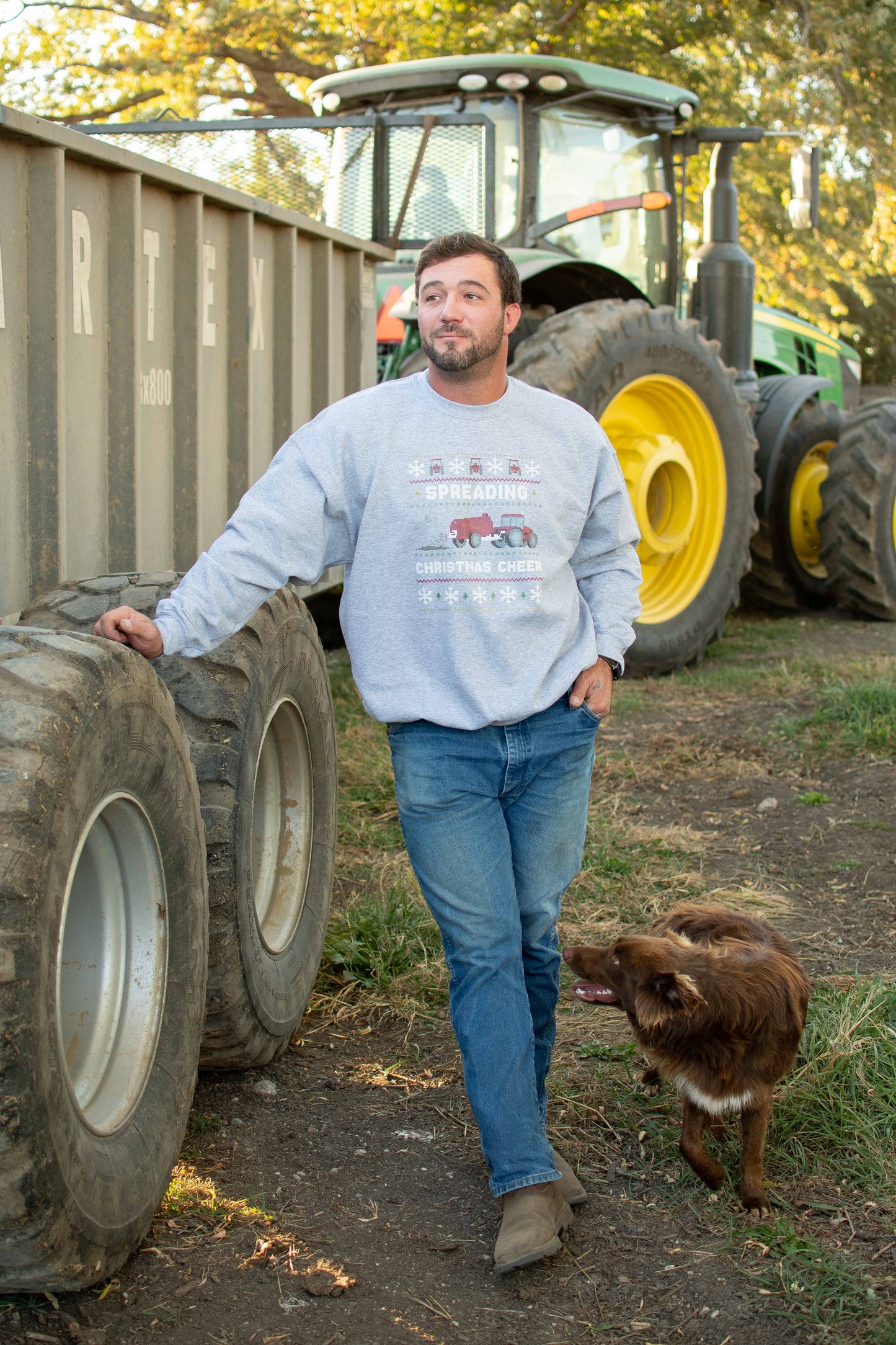 'Spreading Christmas Cheer' Red Tractor Crewneck