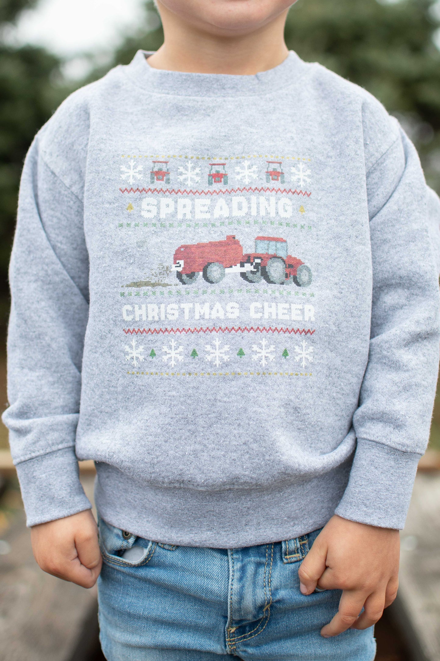 'Spreading Christmas Cheer' Red Tractor Toddler/Youth Crewneck