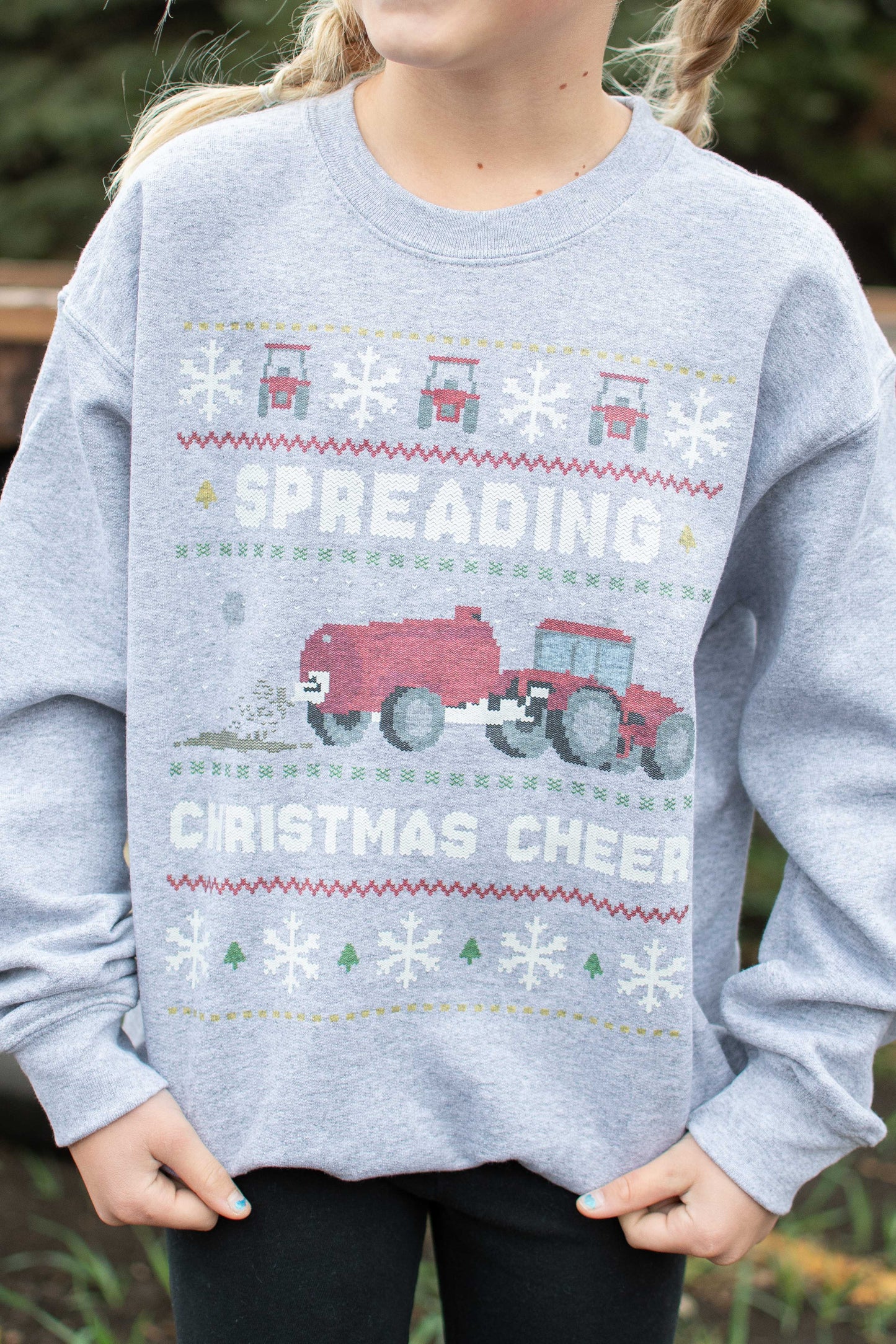 'Spreading Christmas Cheer' Red Tractor Toddler/Youth Crewneck