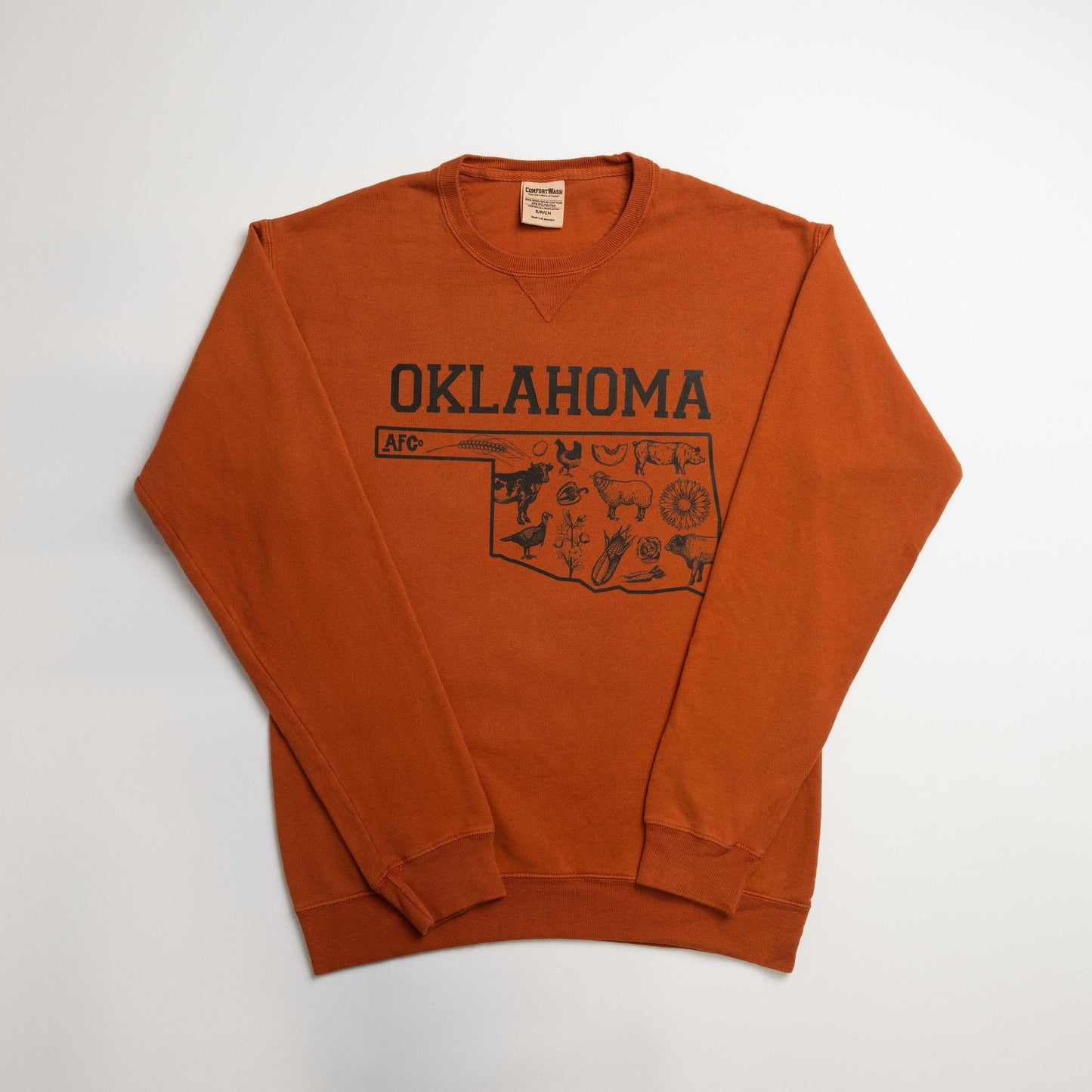 Oklahoma - State Agriculture Orange Crewneck - American Farm Company