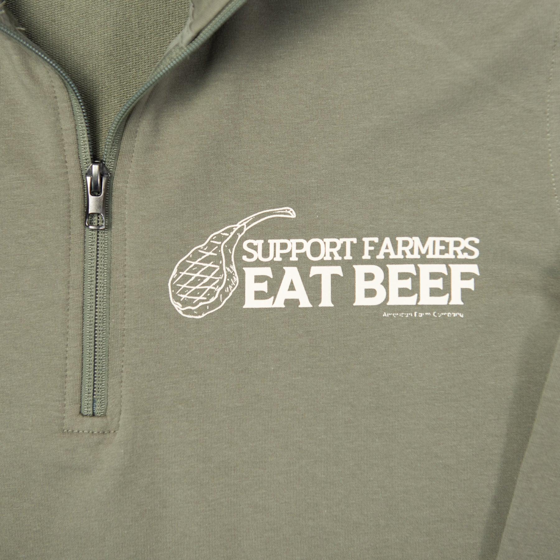 'Support Farmers Eat Beef' Performance 1/4 Zip Pullover - American Farm Company