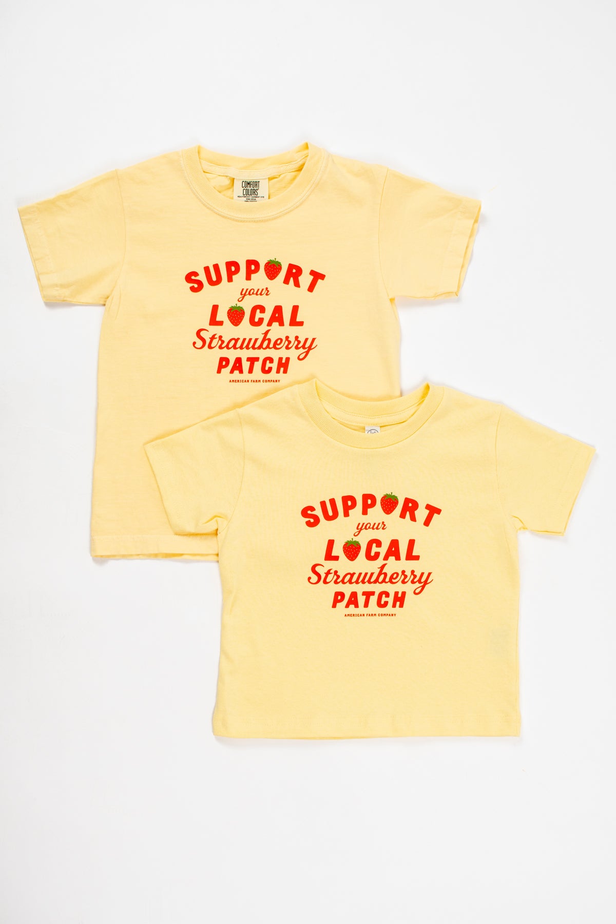 'Support Your Local Strawberry Patch' Toddler/Youth Yellow Tee