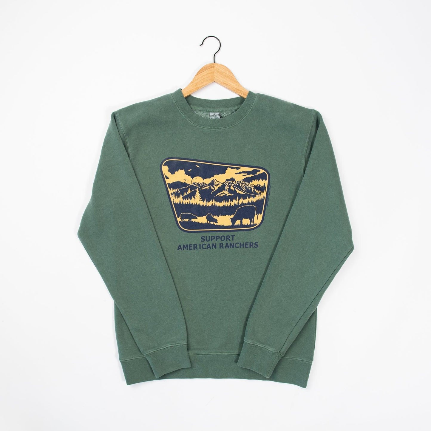 Support American Ranchers Landscape Green Crewneck - American Farm Company