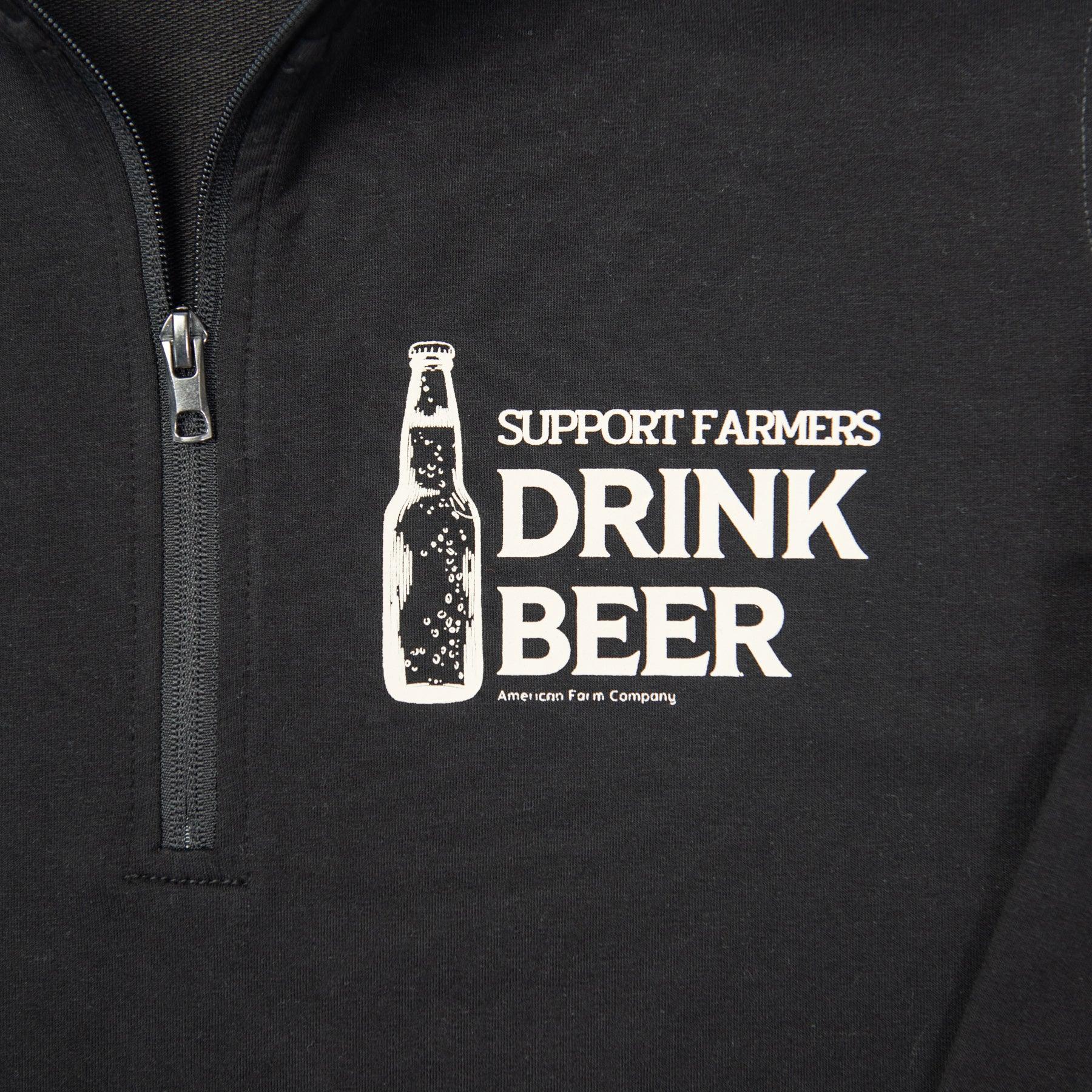 'Support Farmers Drink Beer' Performance 1/4 Zip Pullover - American Farm Company