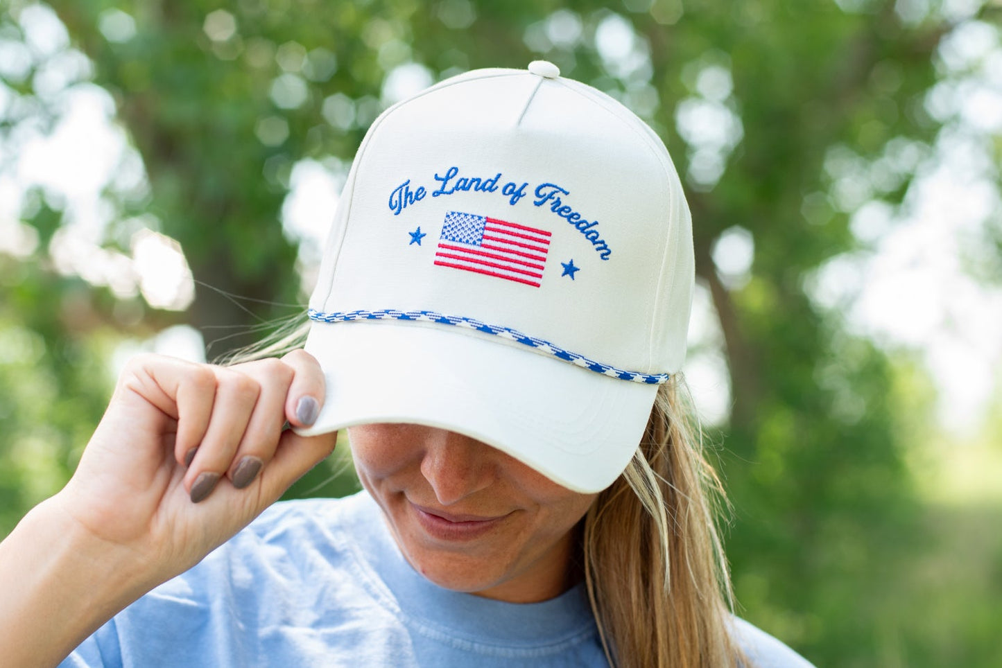 'The Land of Freedom' Flag Embroidered Trucker Hat