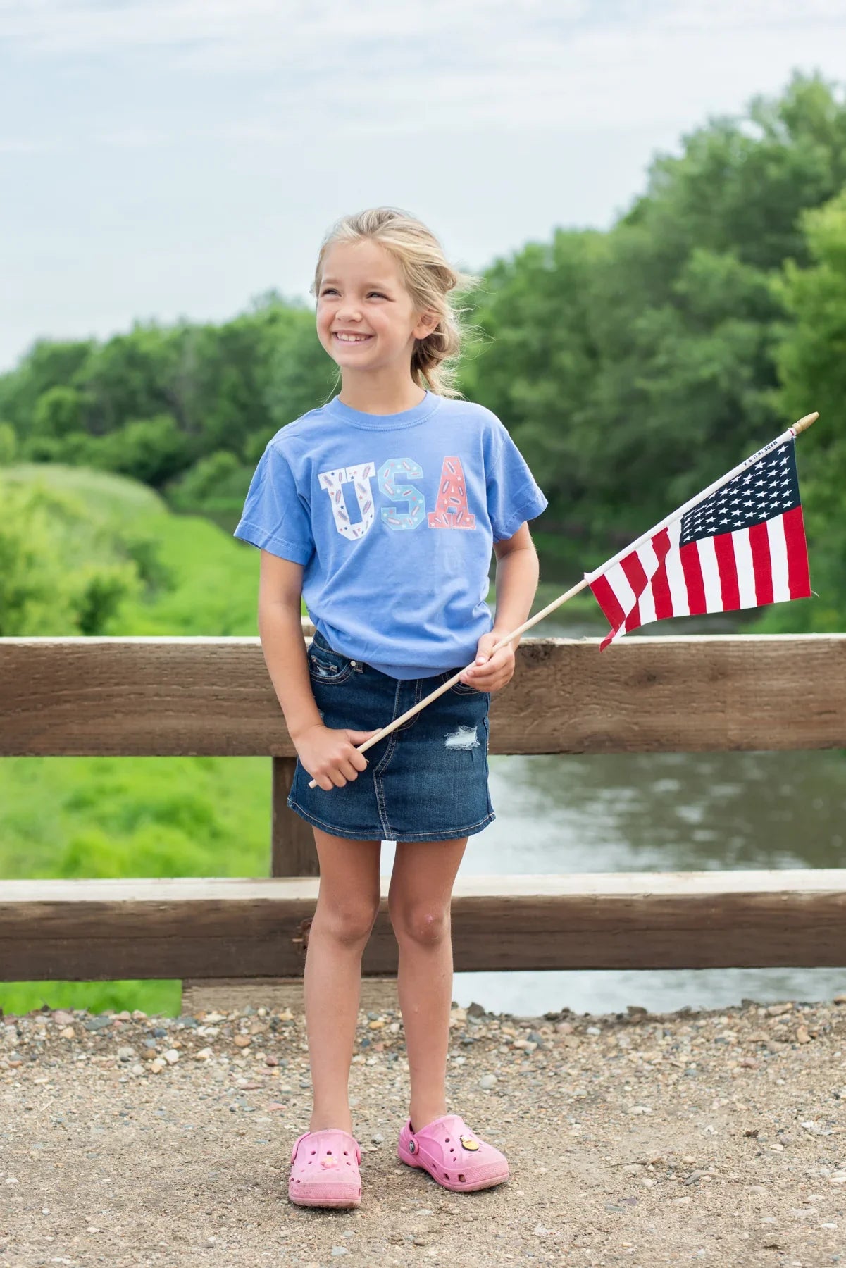 ‘USA’ Corn Toddler/Youth Blue Tee