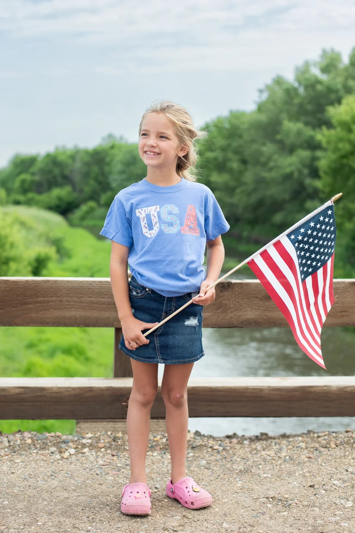 ‘USA’ Corn Toddler/Youth Blue Tee