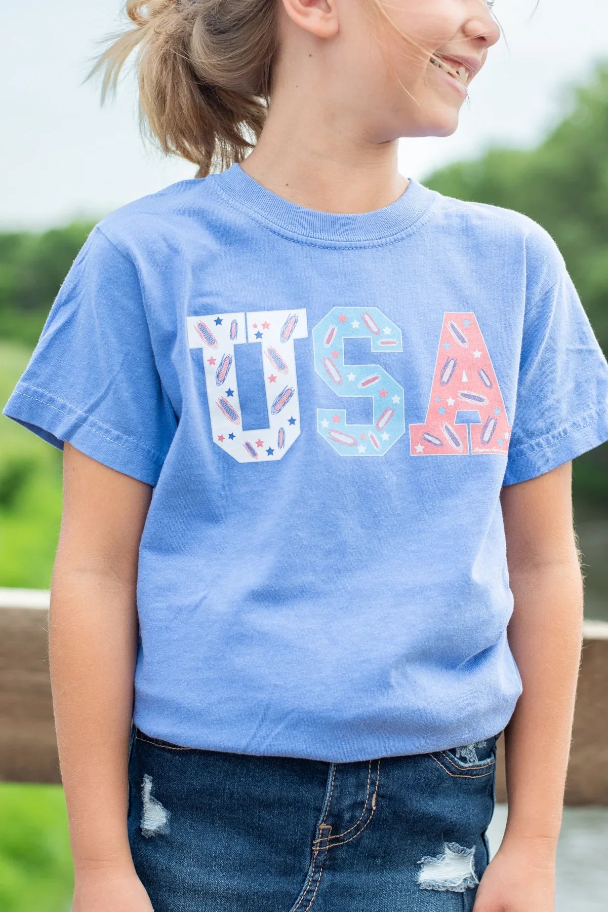 ‘USA’ Corn Toddler/Youth Blue Tee