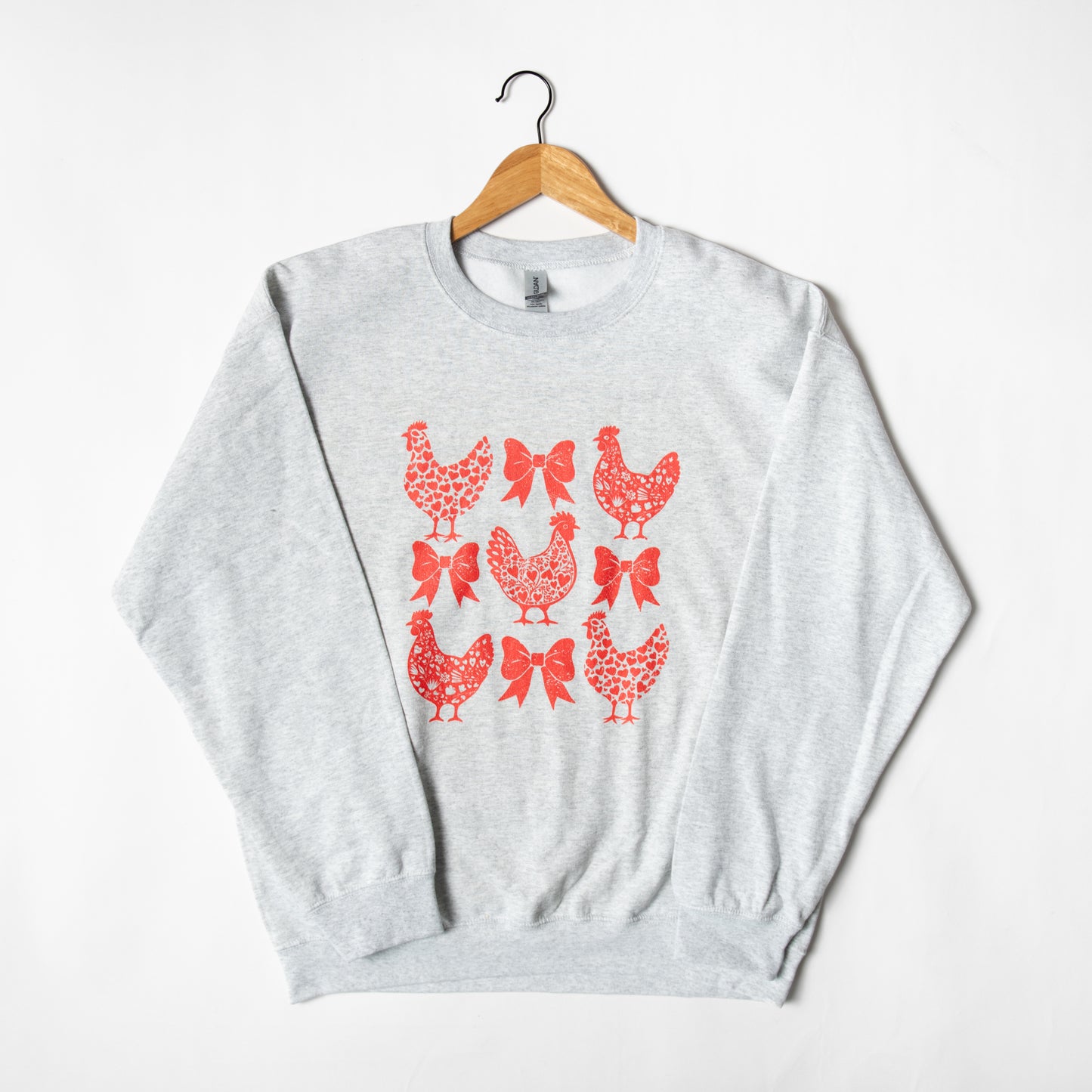 Valentines Chicken & Bows Crewneck - American Farm Company