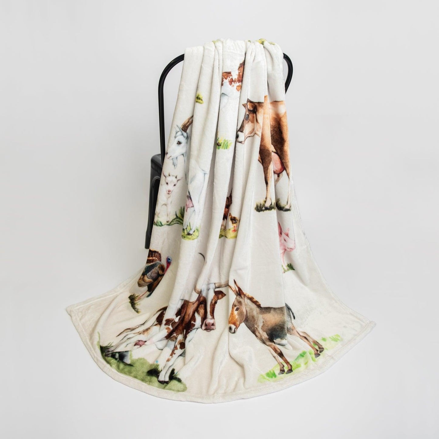 Watercolor Animal Plush Blanket - American Farm Company