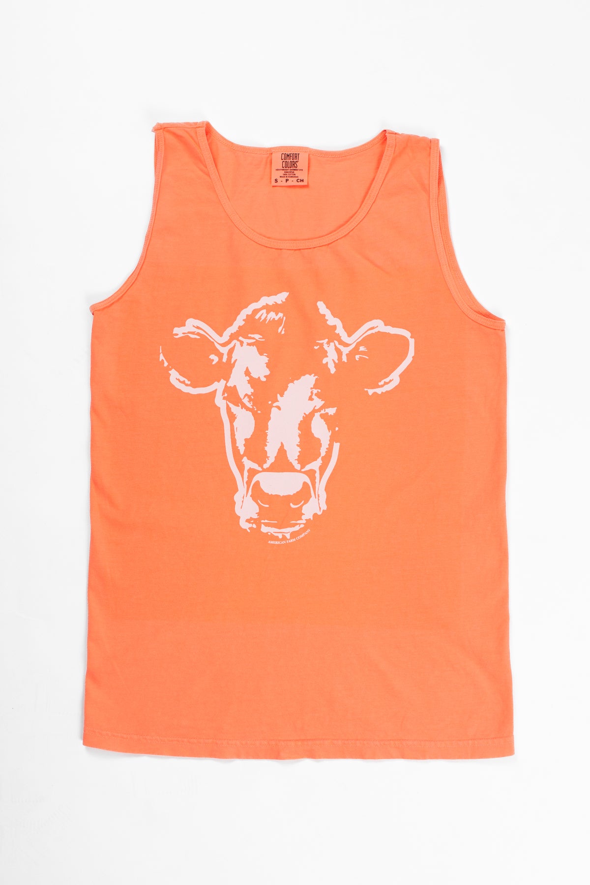 Watercolor Cow Neon Orange Tank Top