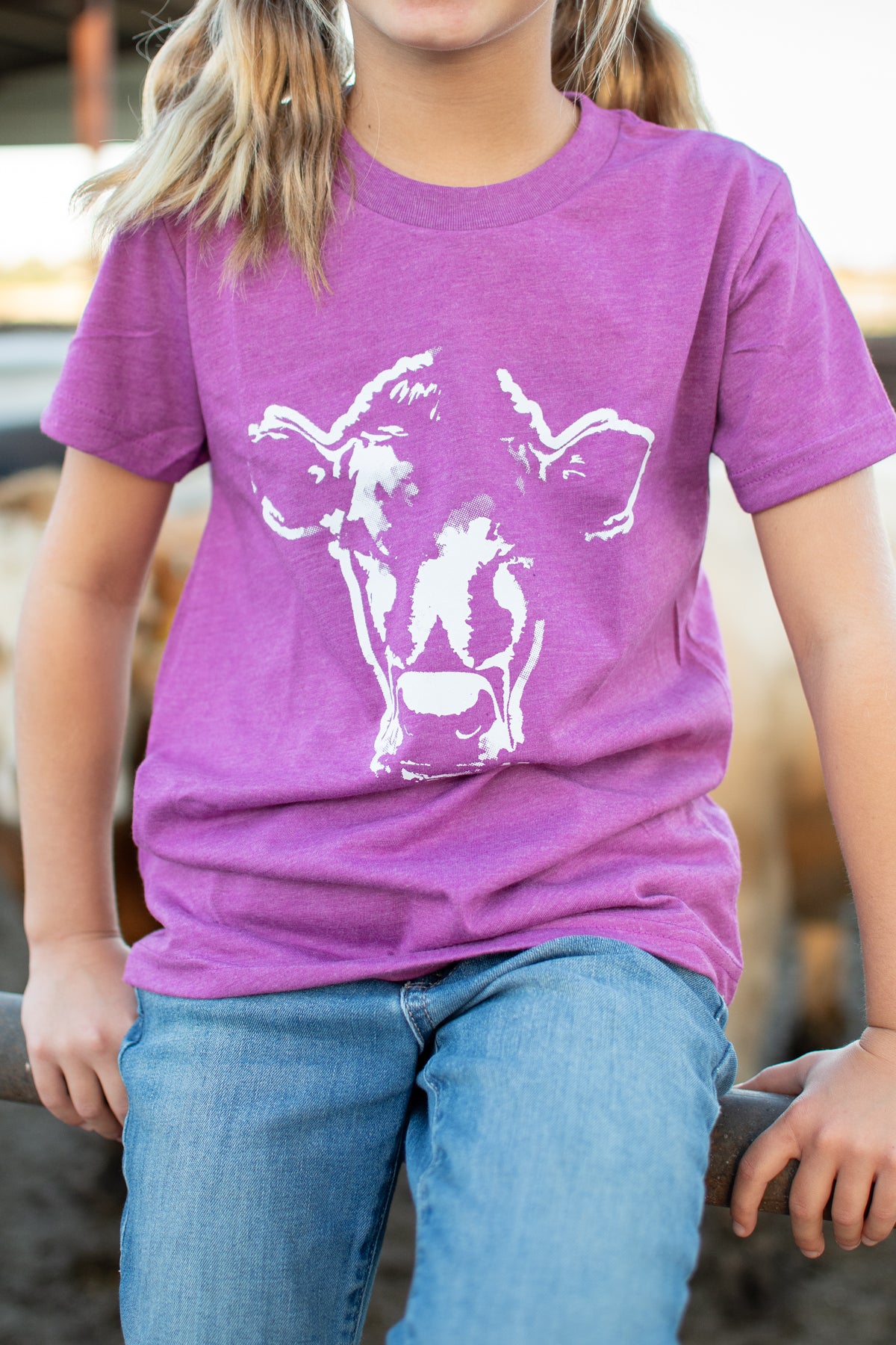Watercolor Cow Purple Youth Tee