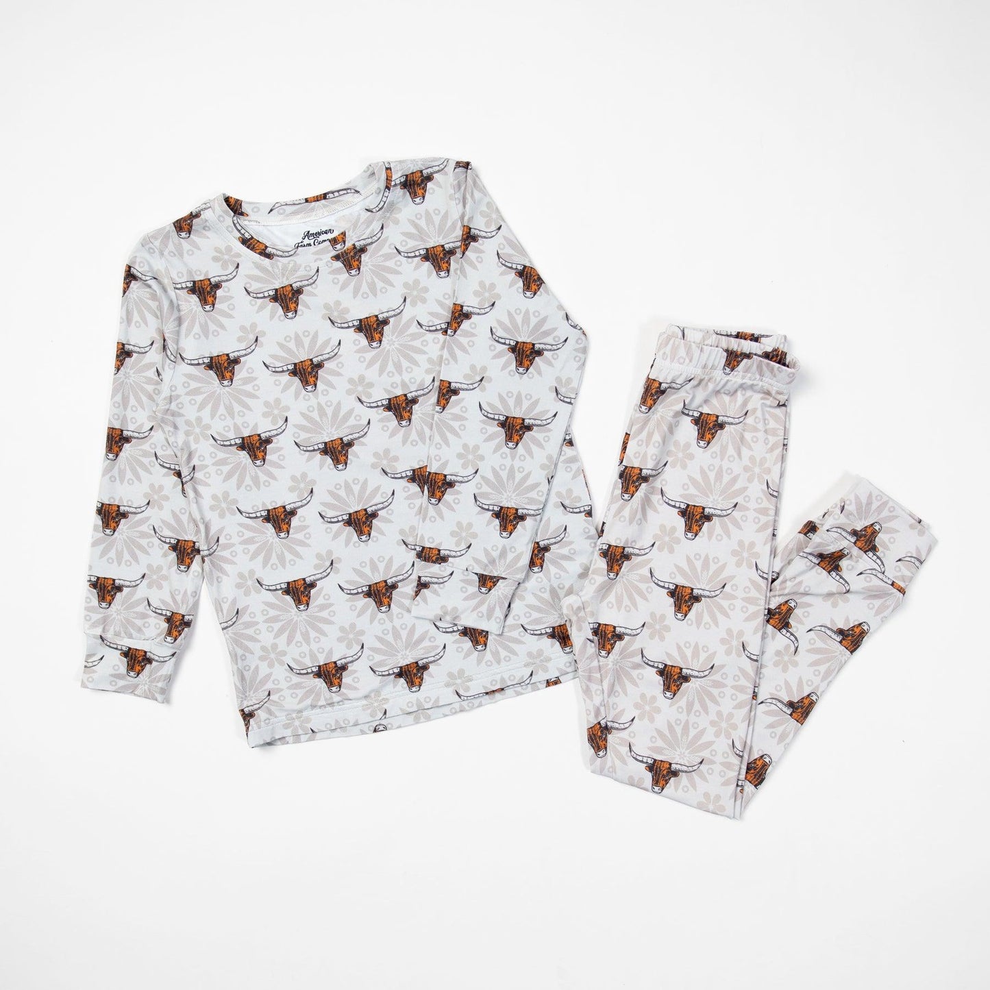 Western Cow Toddler/Youth Bamboo Pajama Set - American Farm Company