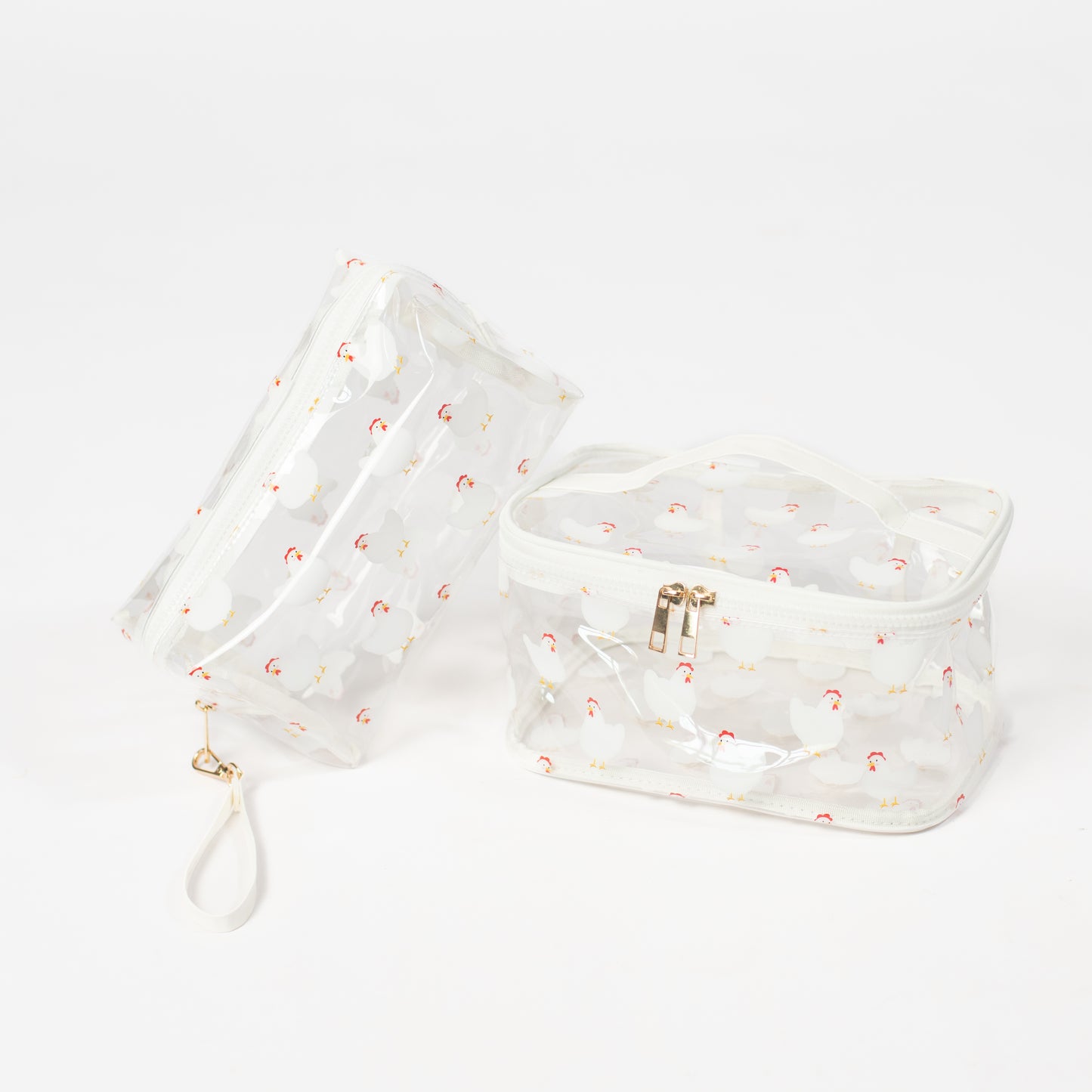 White Chicken Clear Cosmetic Bag - Small