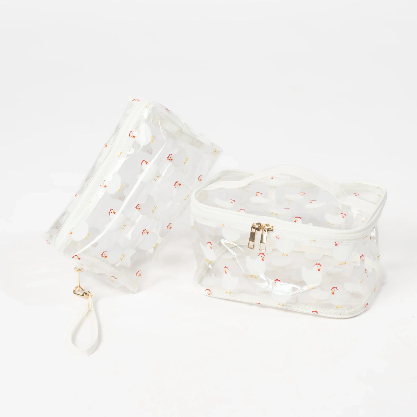 White Chicken Clear Cosmetic Bag - Big