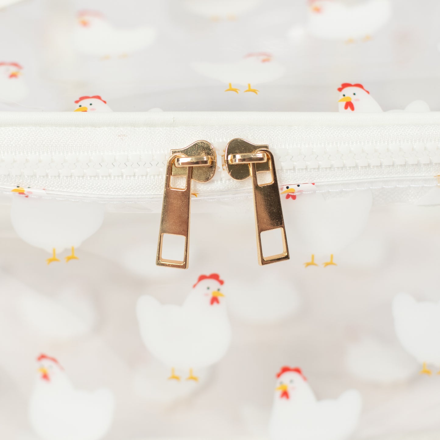 White Chicken Clear Cosmetic Bag - Big