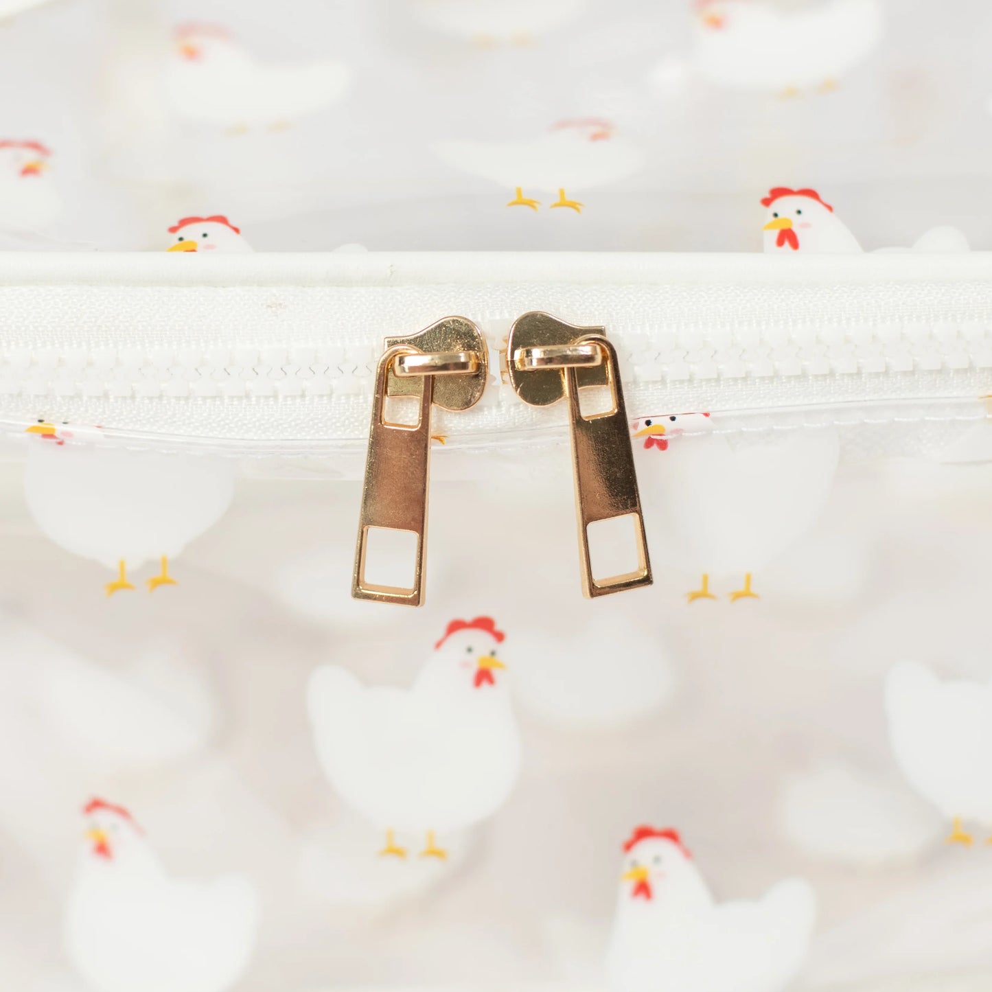 White Chicken Clear Cosmetic Bag - Big